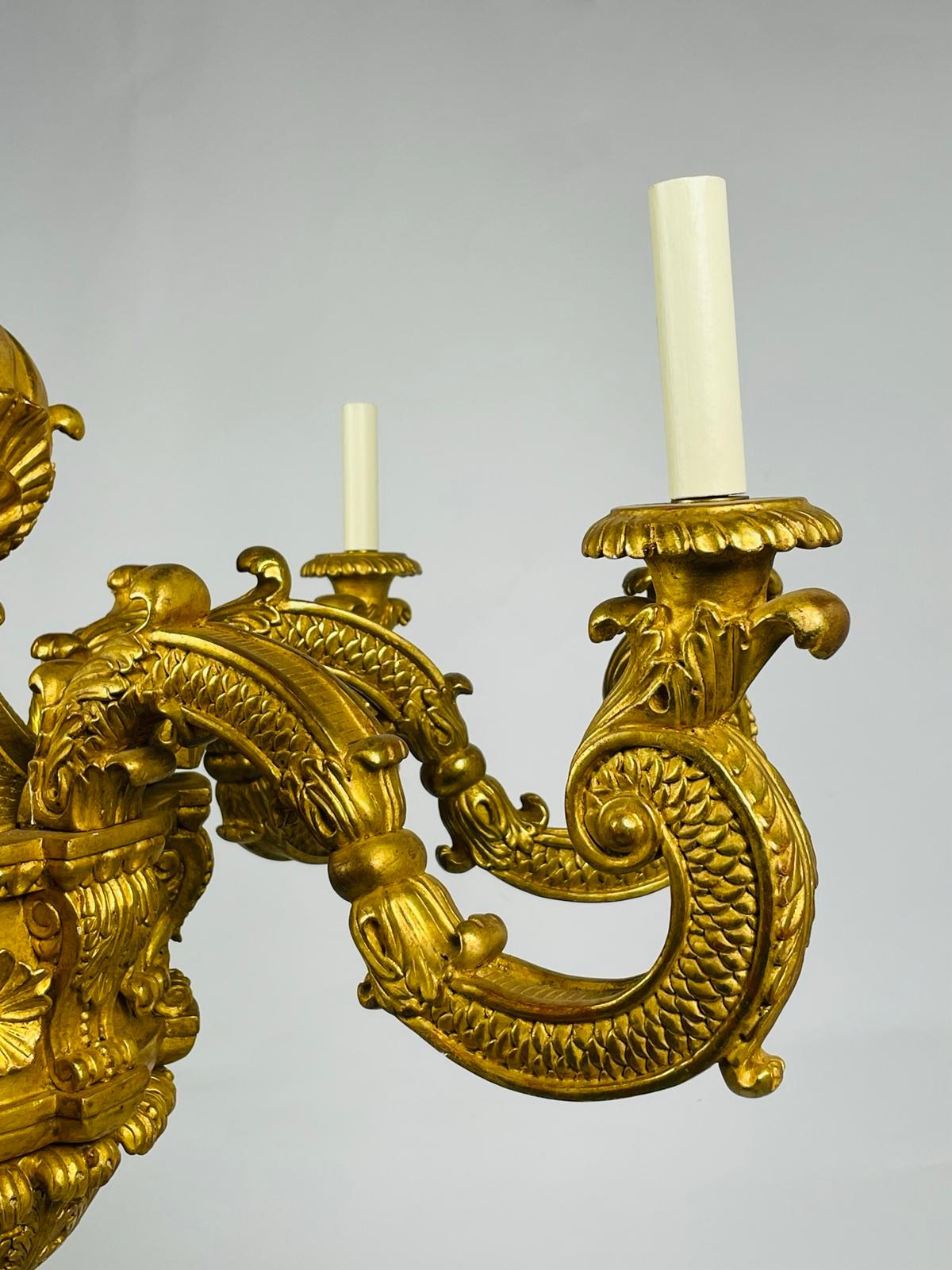 George I Style Carved Giltwood Chandelier by Vaughan Design For Sale 1