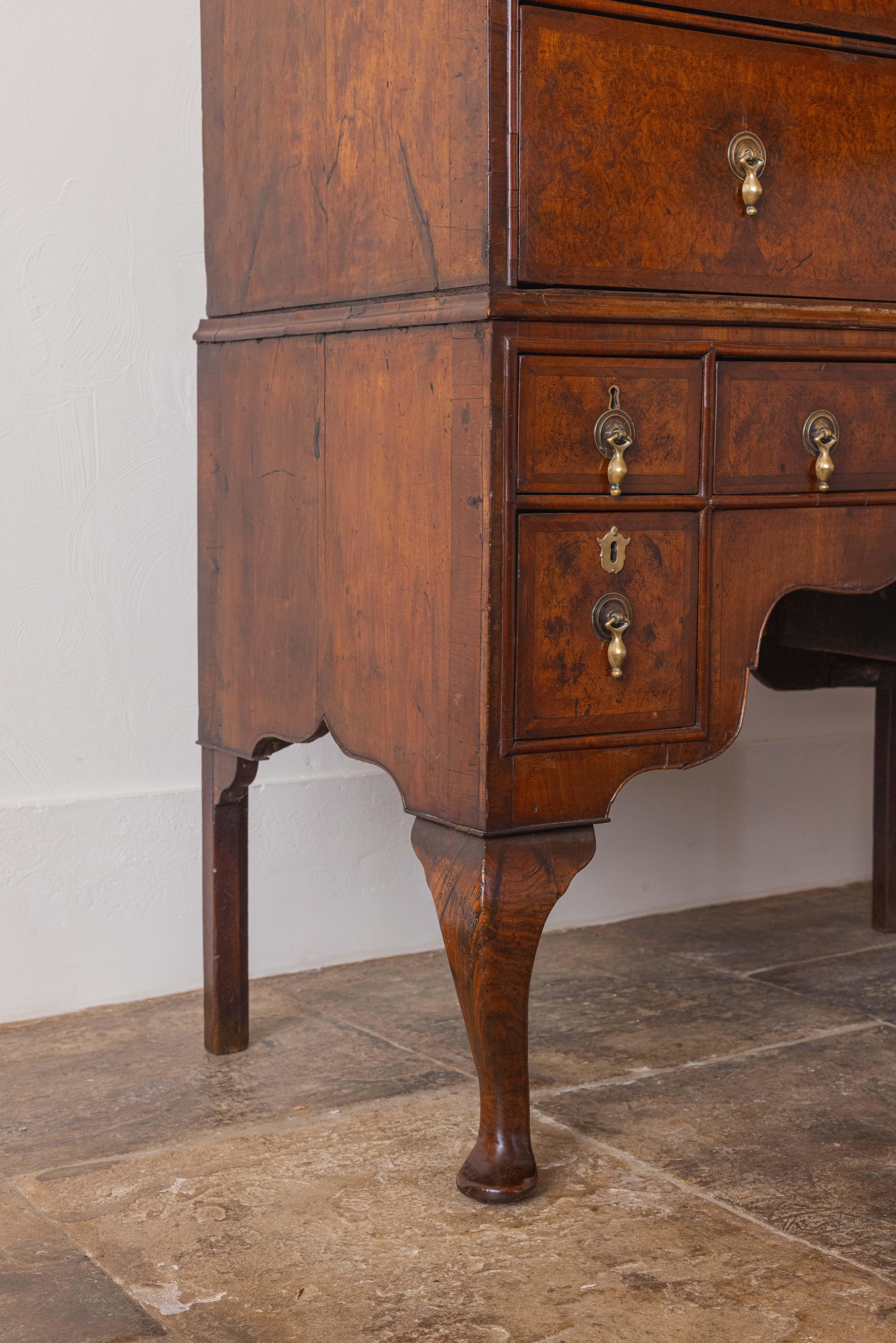 European A George I Walnut & Burr Elm Chest on Stand For Sale
