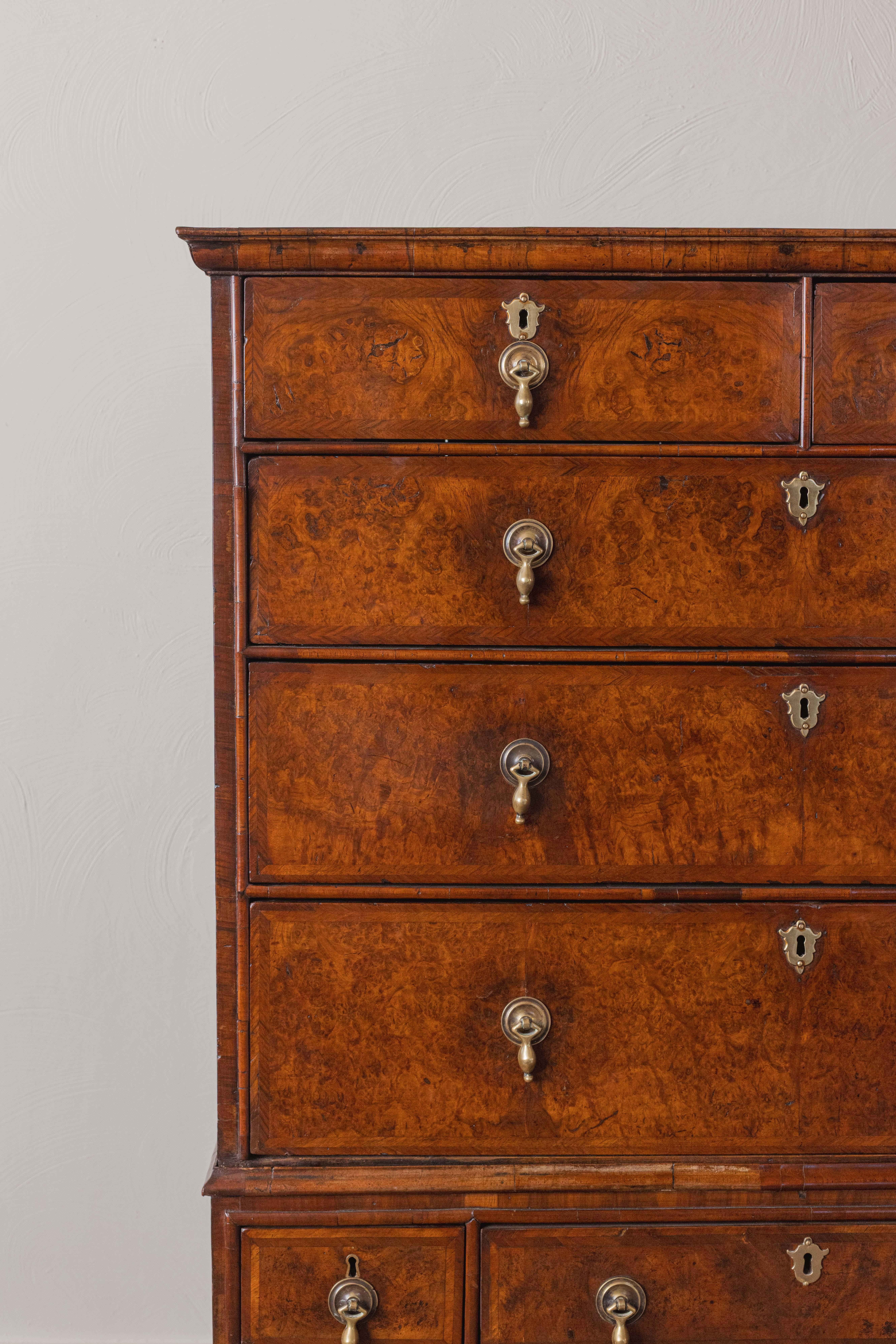 Early 18th Century A George I Walnut & Burr Elm Chest on Stand For Sale