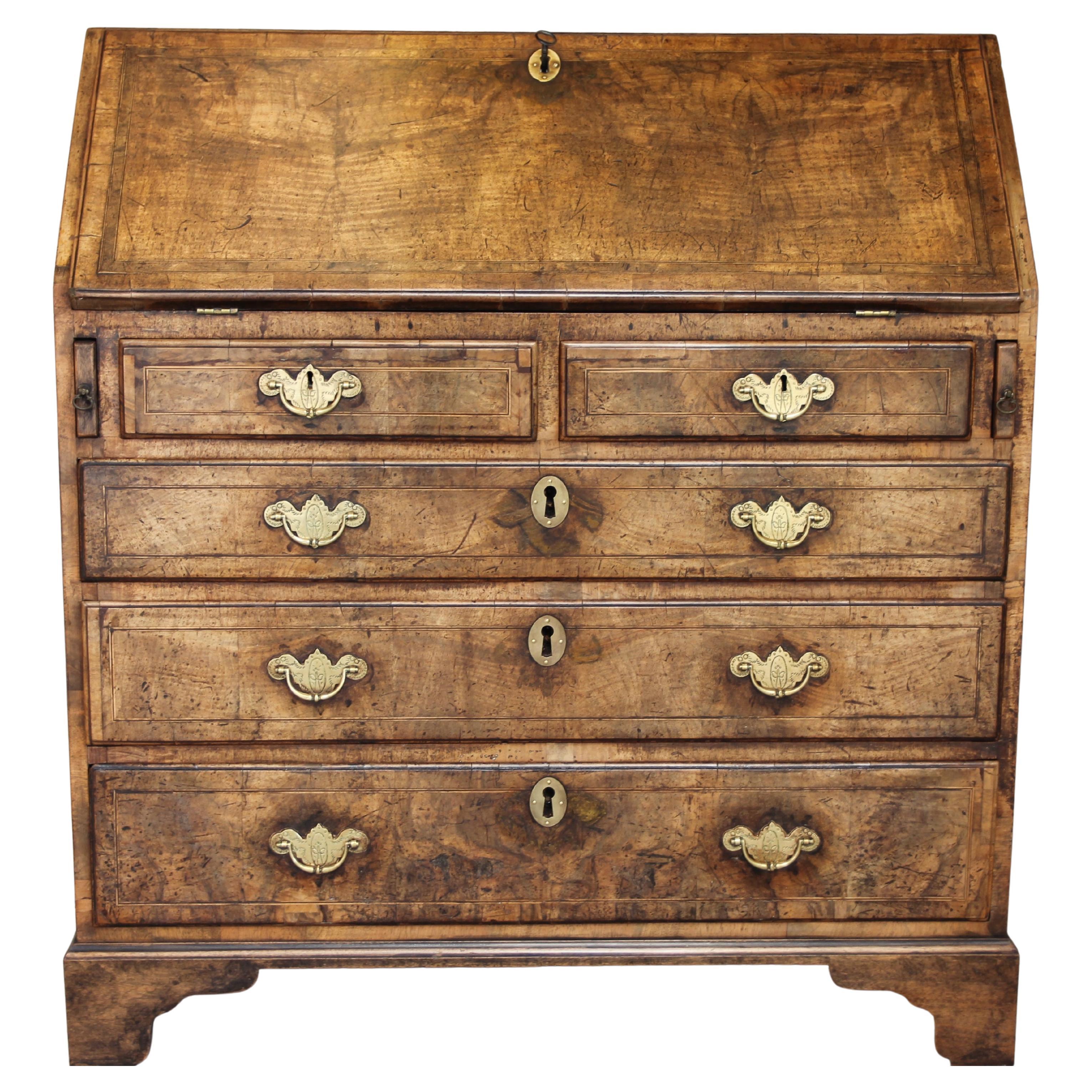 George II Burr Walnut Bureau For Sale