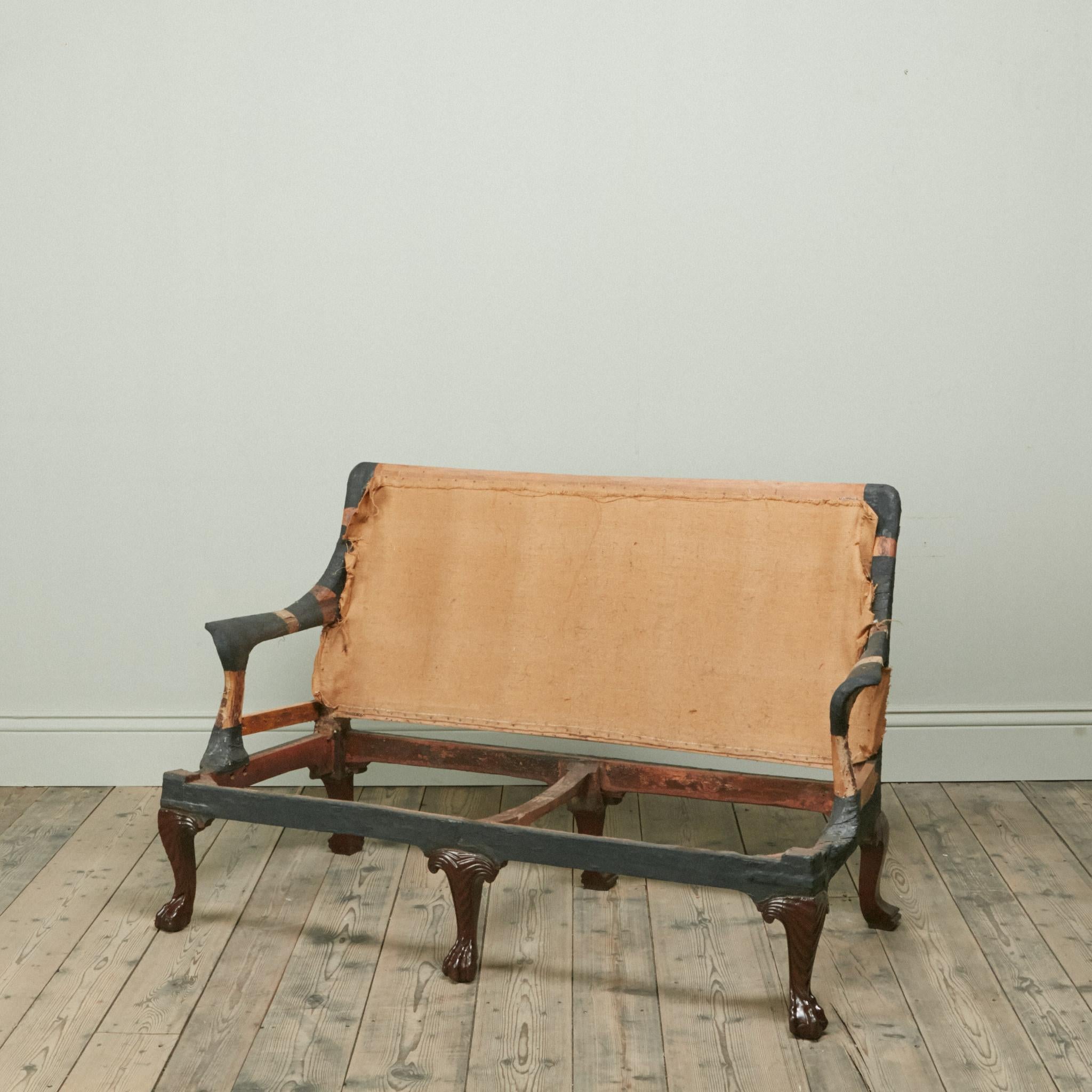 British George II Carved Walnut Love Seat For Sale