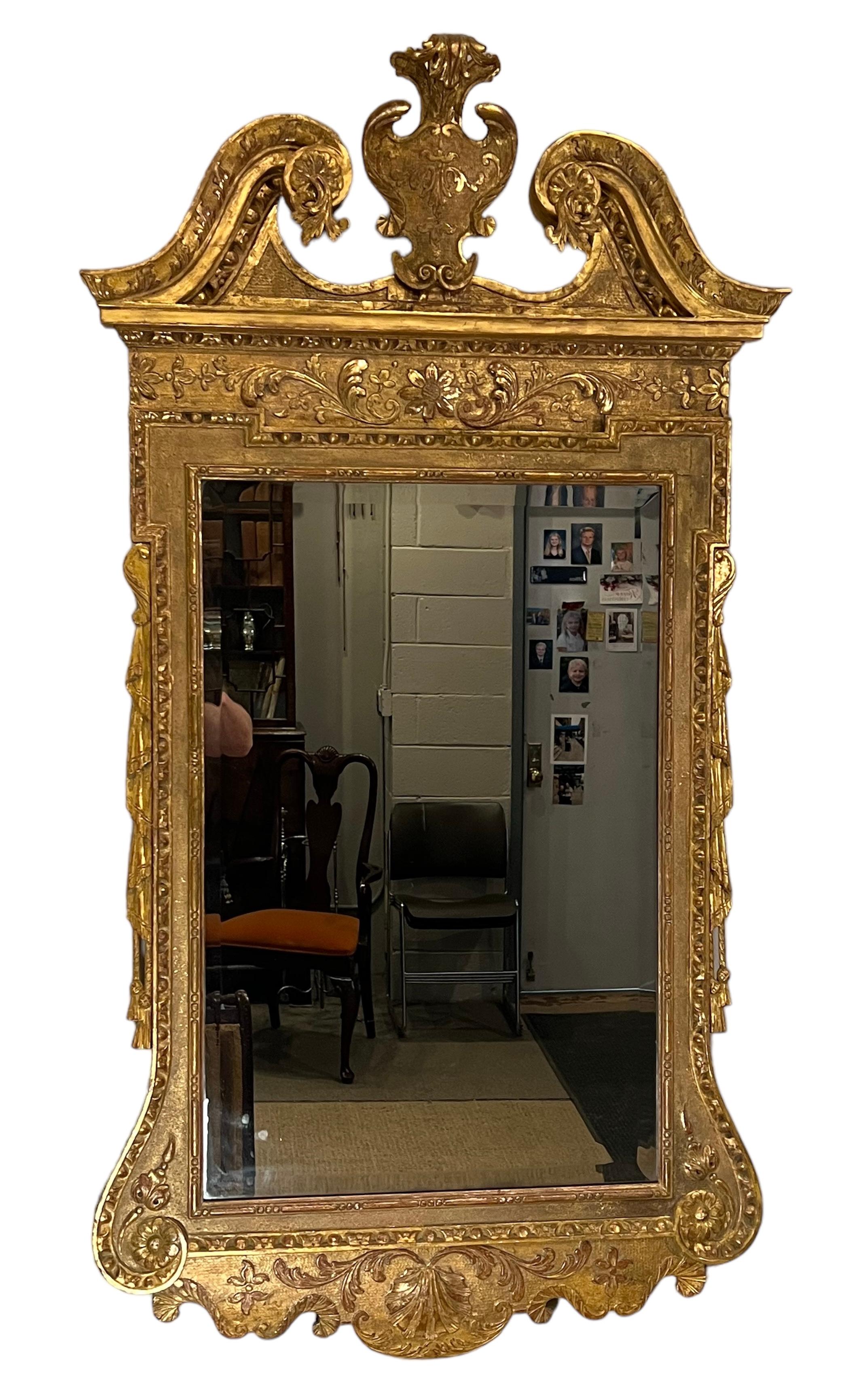 A George II Giltwood Mirror Circa 1740 In Good Condition For Sale In New York, NY