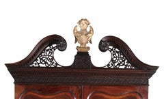 George II Irish Brown Mahogany Bureau Bookcase