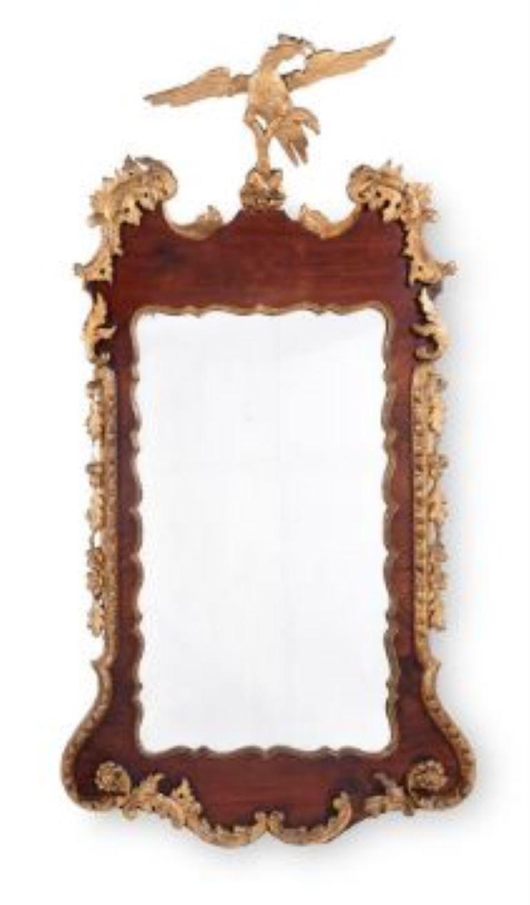 18th Century and Earlier A George II Mahogany & Parcel Gilt Mirror, mid 18th Century For Sale