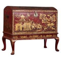 A George II Red Japanned Coffer on Stand, attributed to Giles Grendey