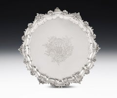 George II Rococo Salver Made in London in 1746 by John Swift