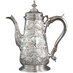 George II Silver Coffee Pot, Ayme Videau, London, 1751