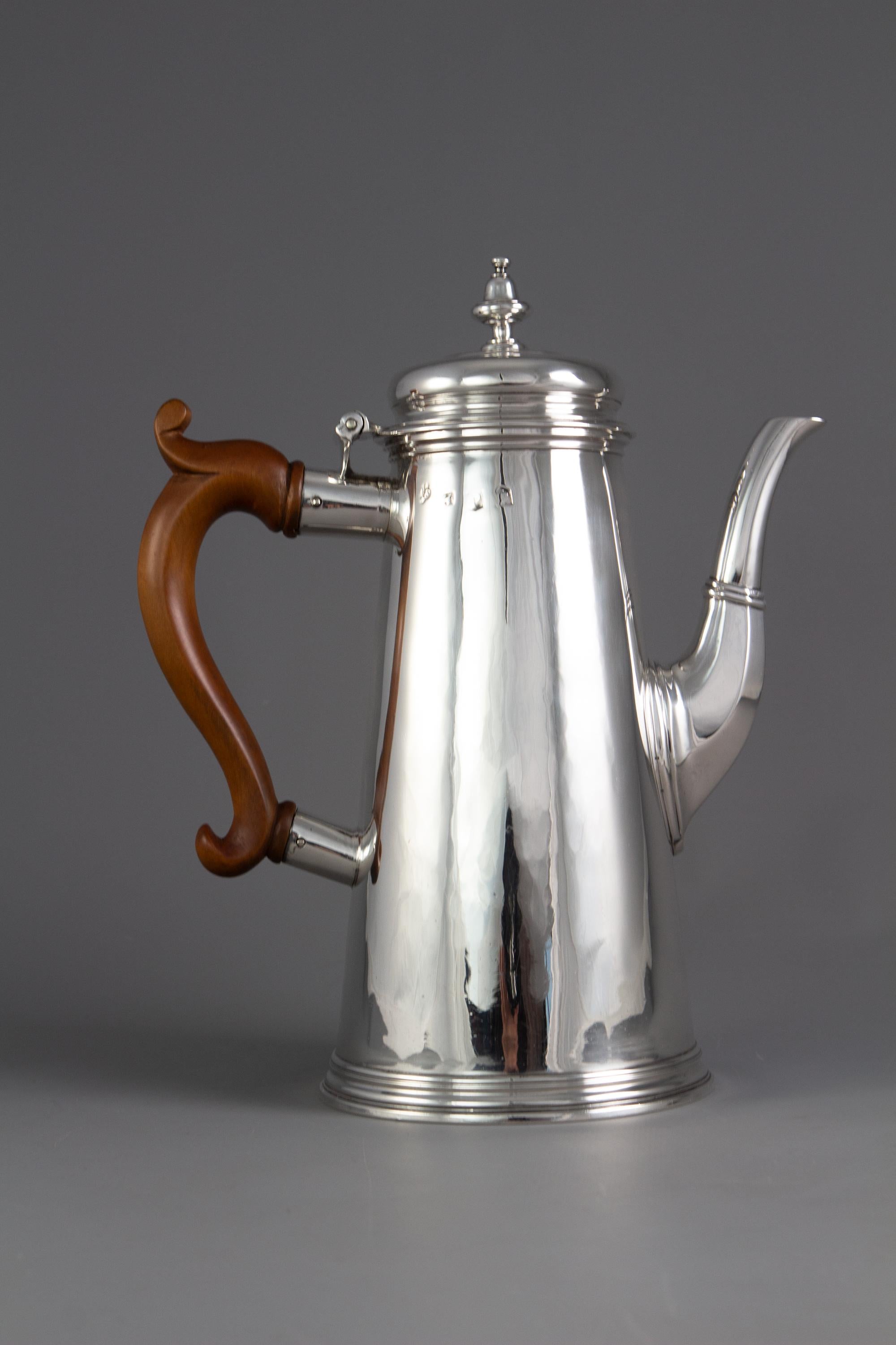 British George II Silver Coffee Pot London 1730 by Thomas Farren