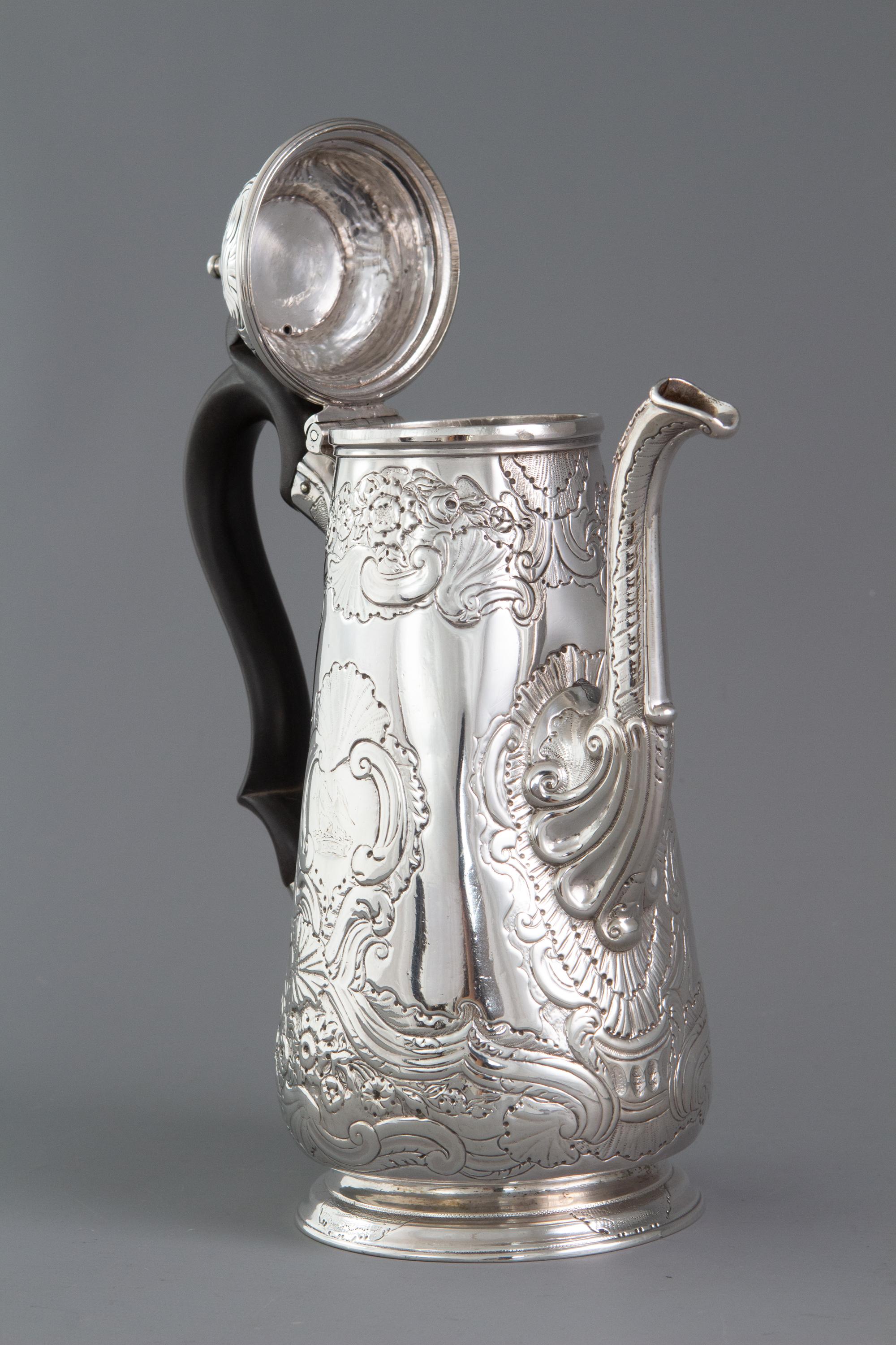George II Silver Coffee Pot London 1738 by Christian Hillan 4