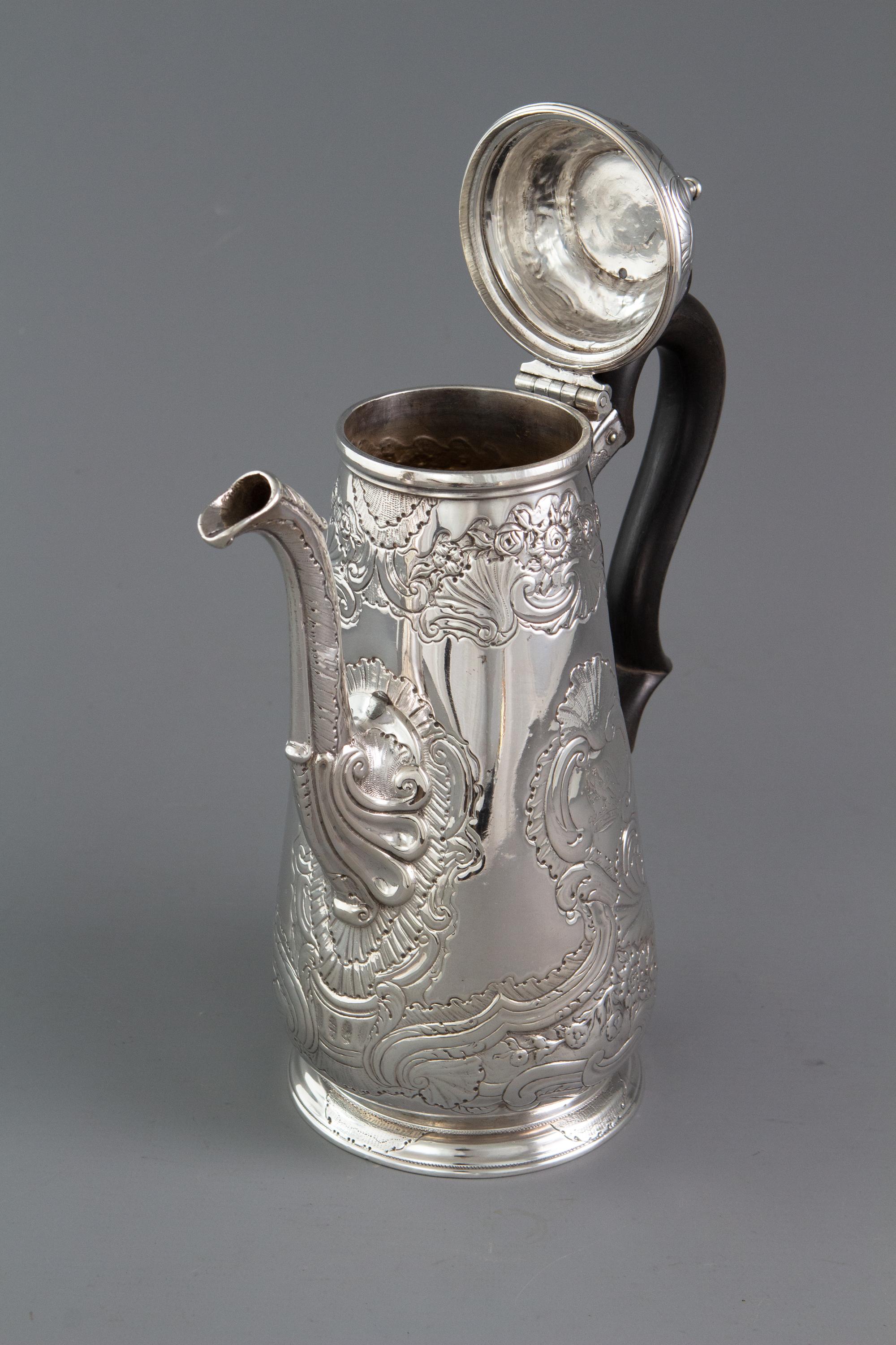 George II Silver Coffee Pot London 1738 by Christian Hillan 1