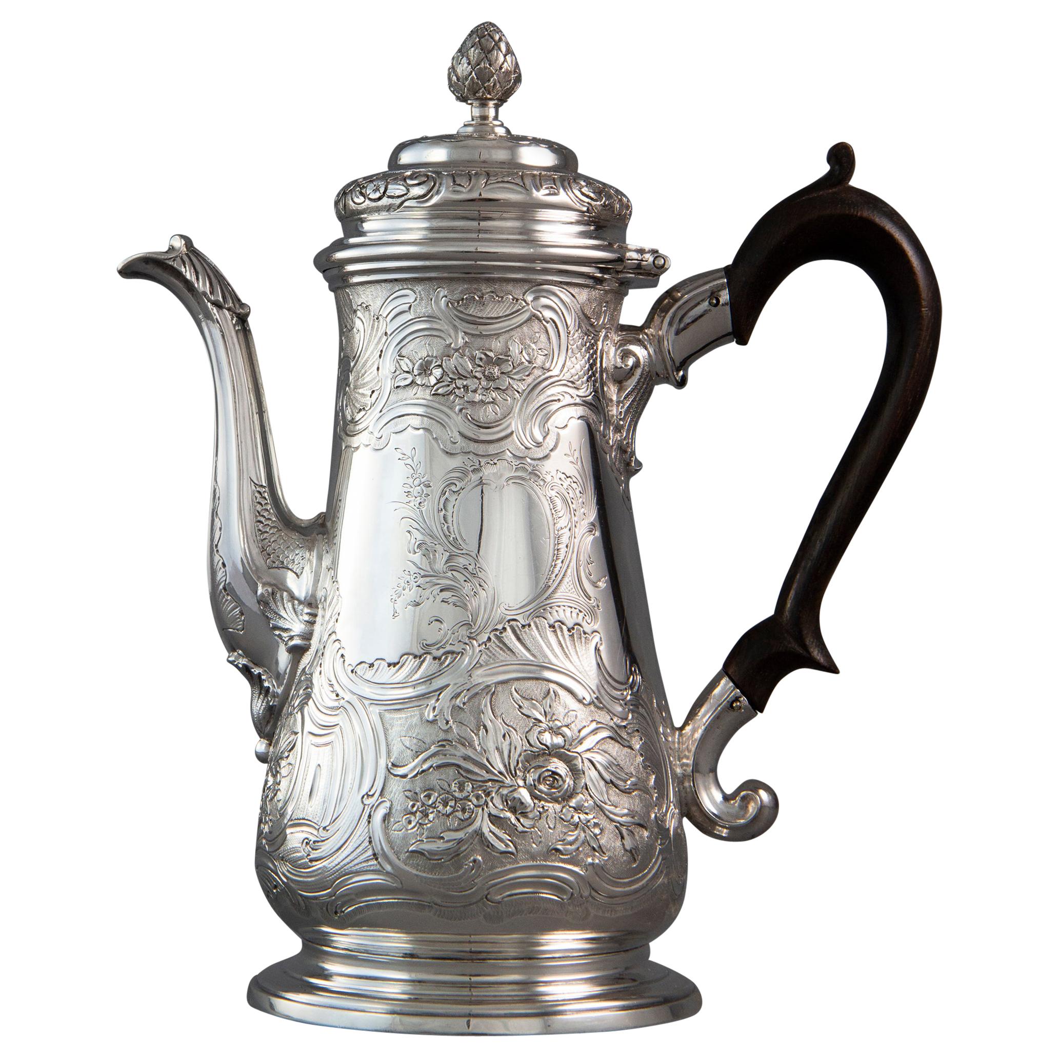 George II Silver Coffee Pot London 1743, Gabriel Sleath
