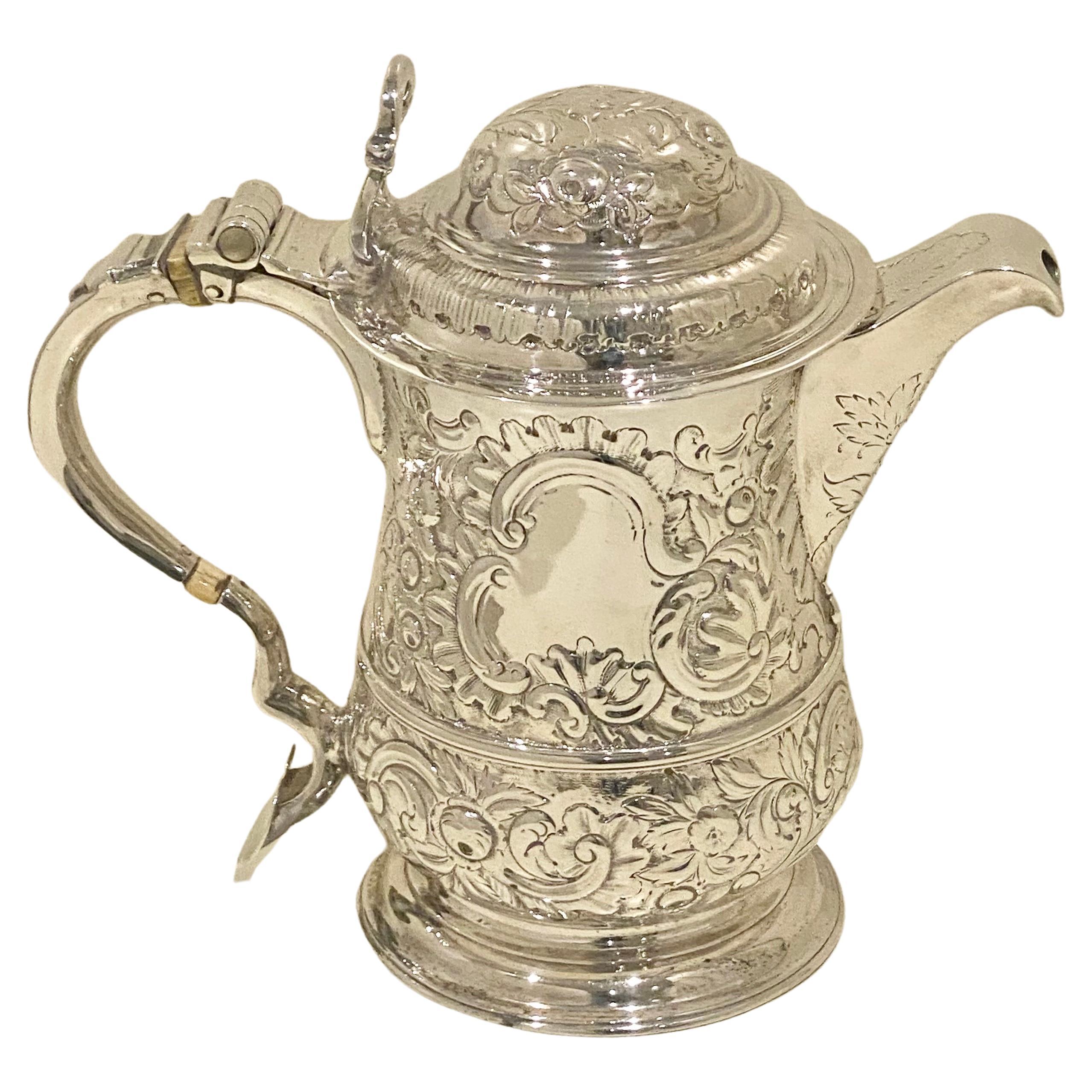 George II Sterling Silver Lidded Tankard with Spout London 1744 For Sale 6