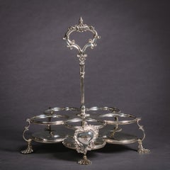 George II Style Silver Plated Warwick Cruet Set, England, Circa 1880