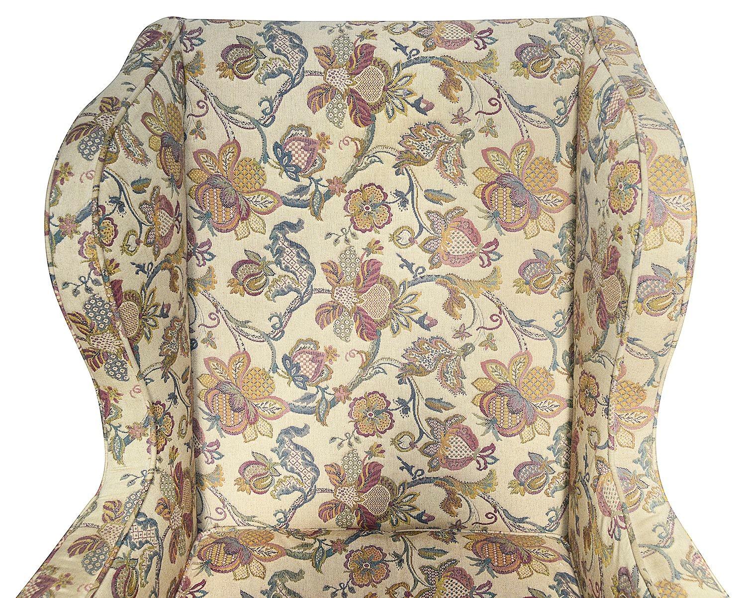 20th Century George II Style Walnut Wingback Armchair For Sale