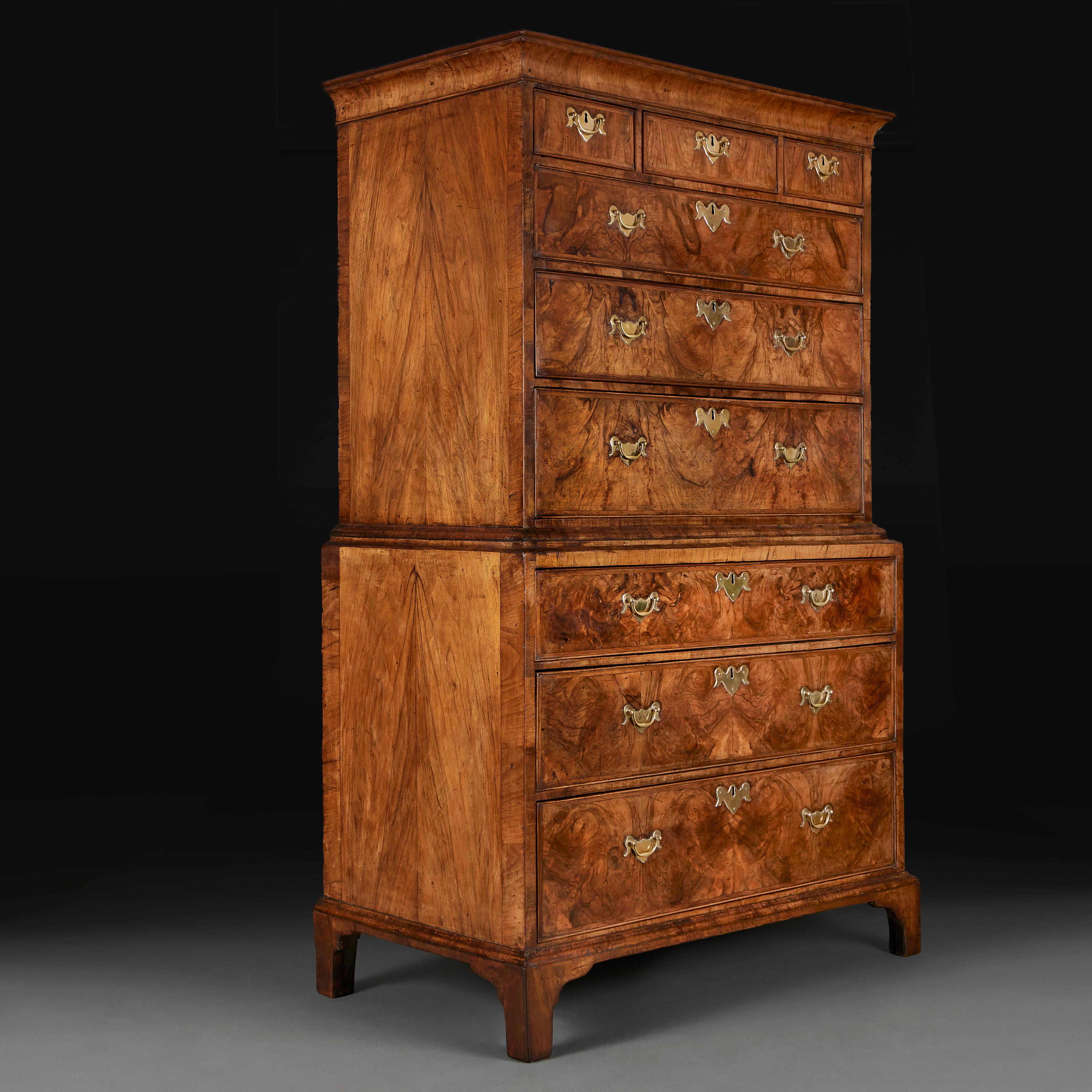 18th Century A George II Walnut Chest on Chest  For Sale
