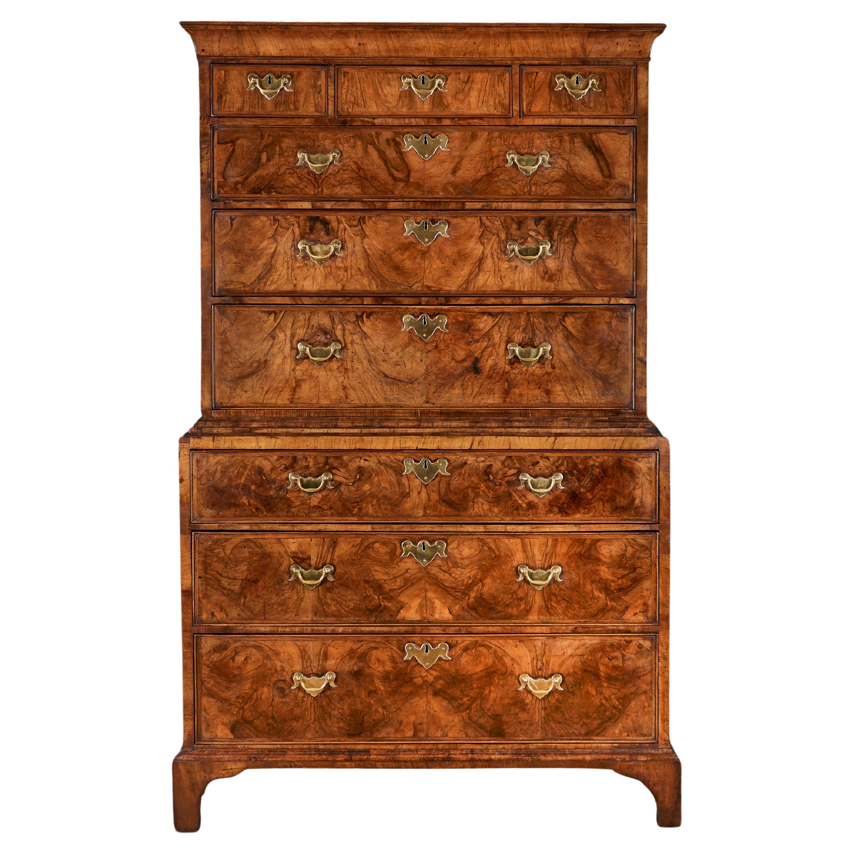 A George II Walnut Chest on Chest  For Sale