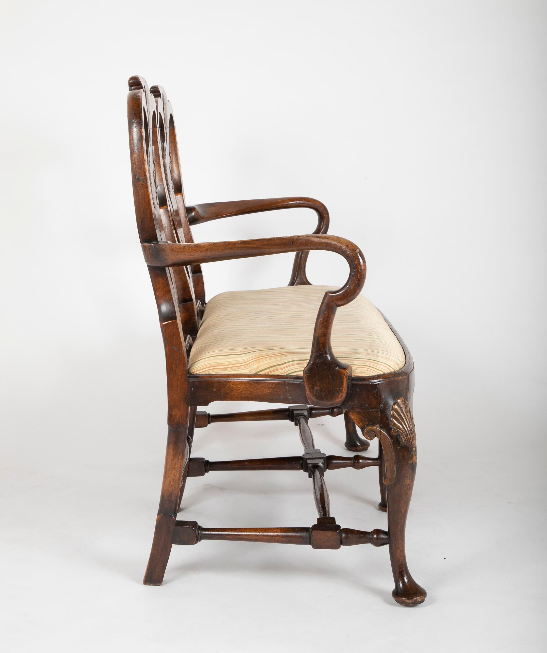 George II Walnut Two Chair Back Settee 5