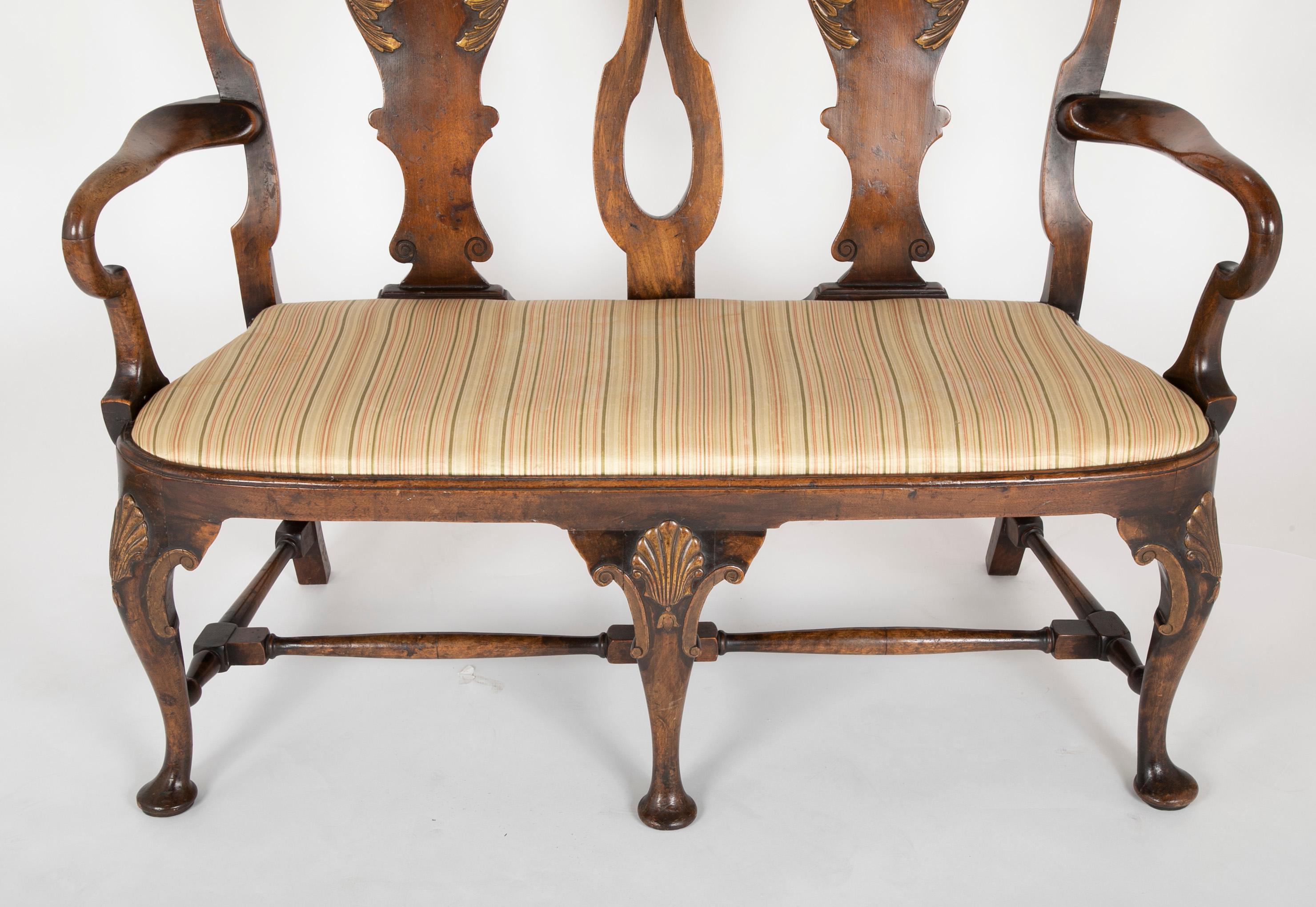 19th Century George II Walnut Two Chair Back Settee