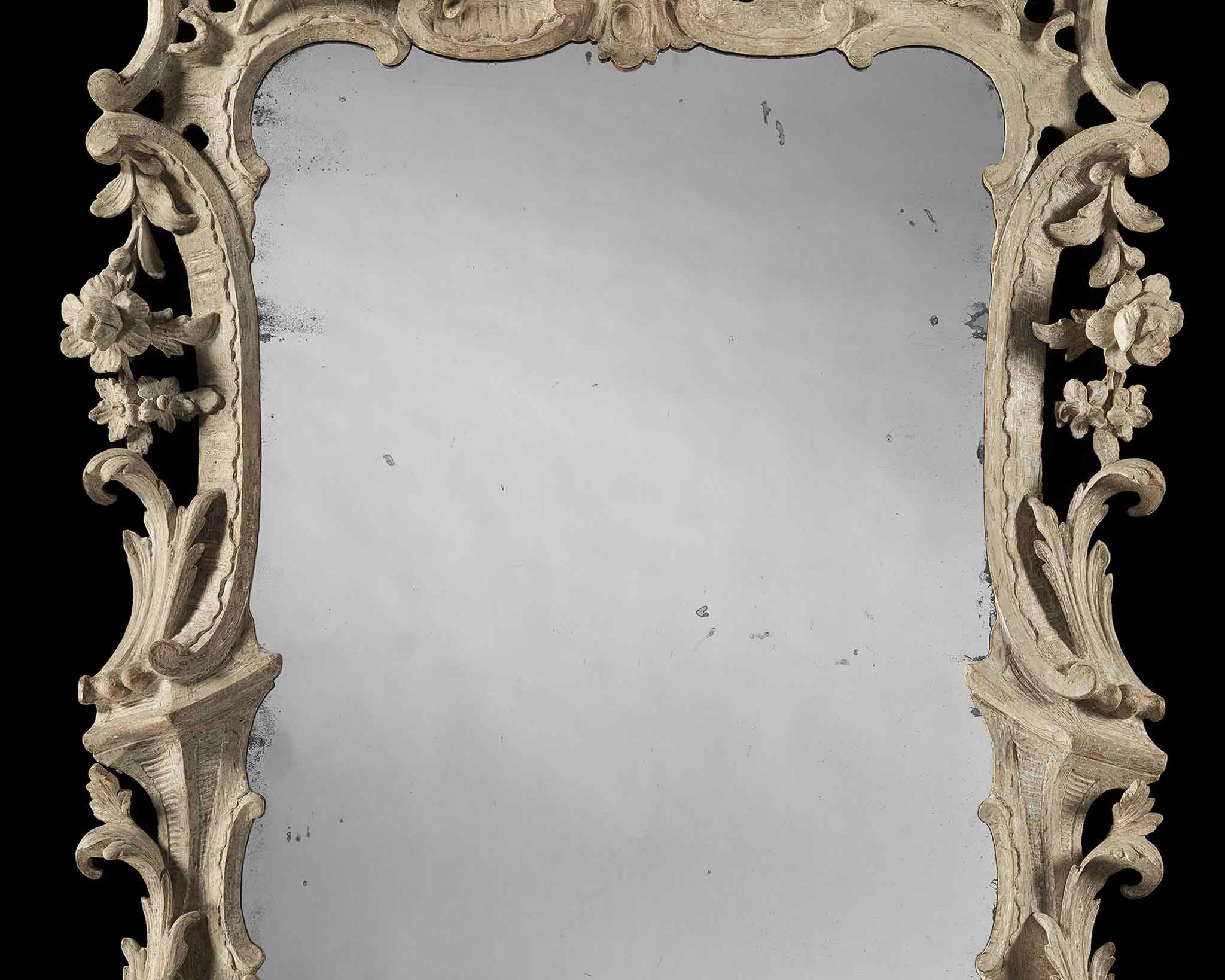 English A George II White Painted Mirror For Sale