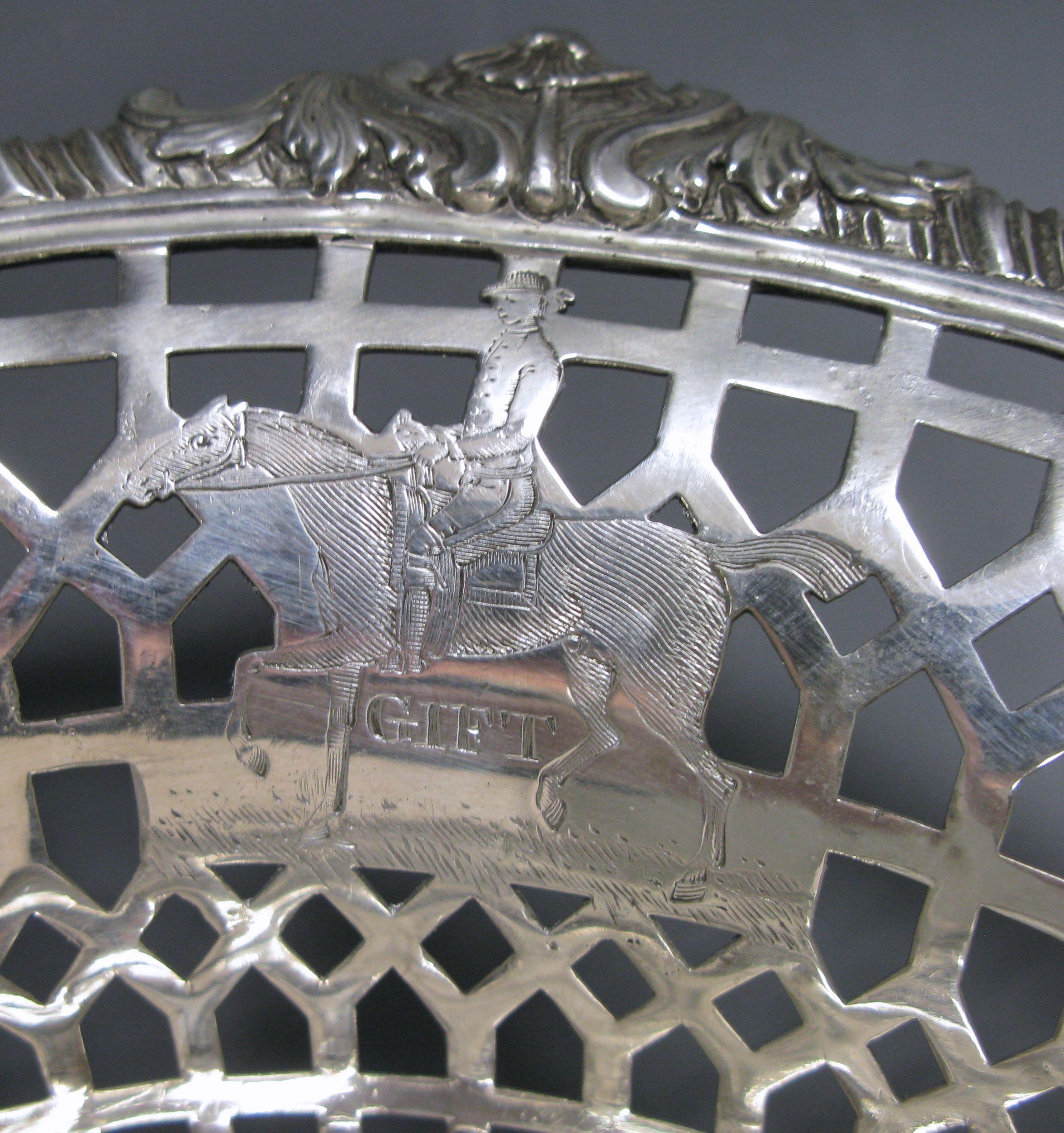 English George III Antique Silver Cake Basket Made by Edward Aldridge, 1760 For Sale