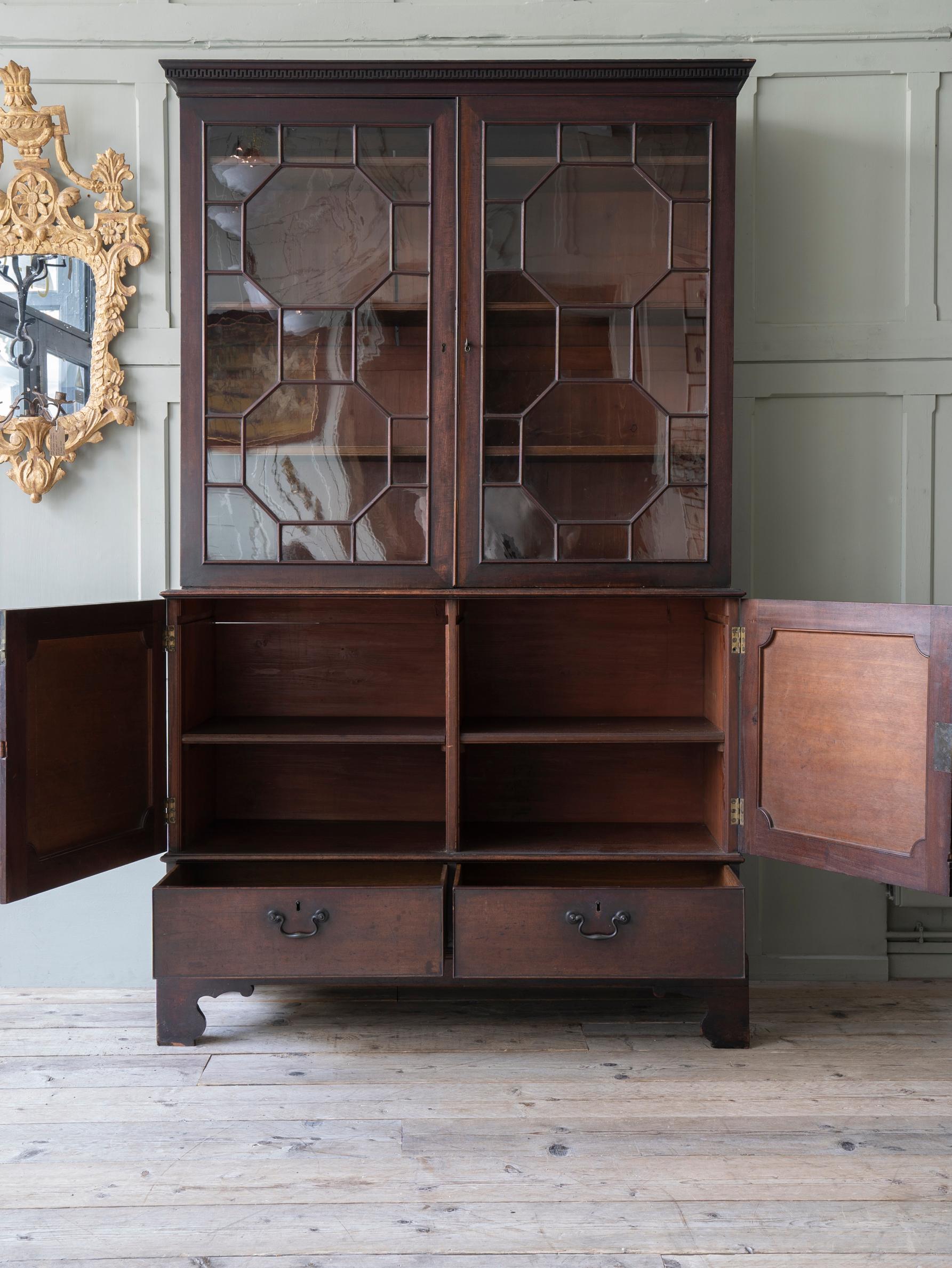 Mid-18th Century George III Astragal Glazed Mahogany Bookcase