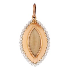 George III Blue Enamel, Pearl and Diamond Pendant