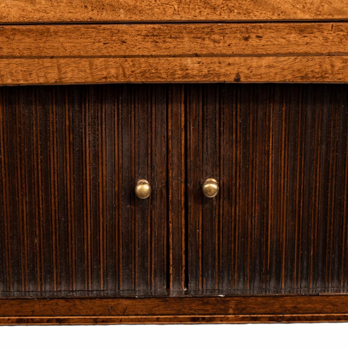 19th Century George III Breakfront Yew-Wood Inlaid Mahogany Sideboard
