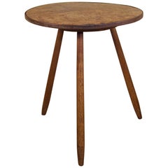 George III Burr Elm and Oak Primitive Cricket Table