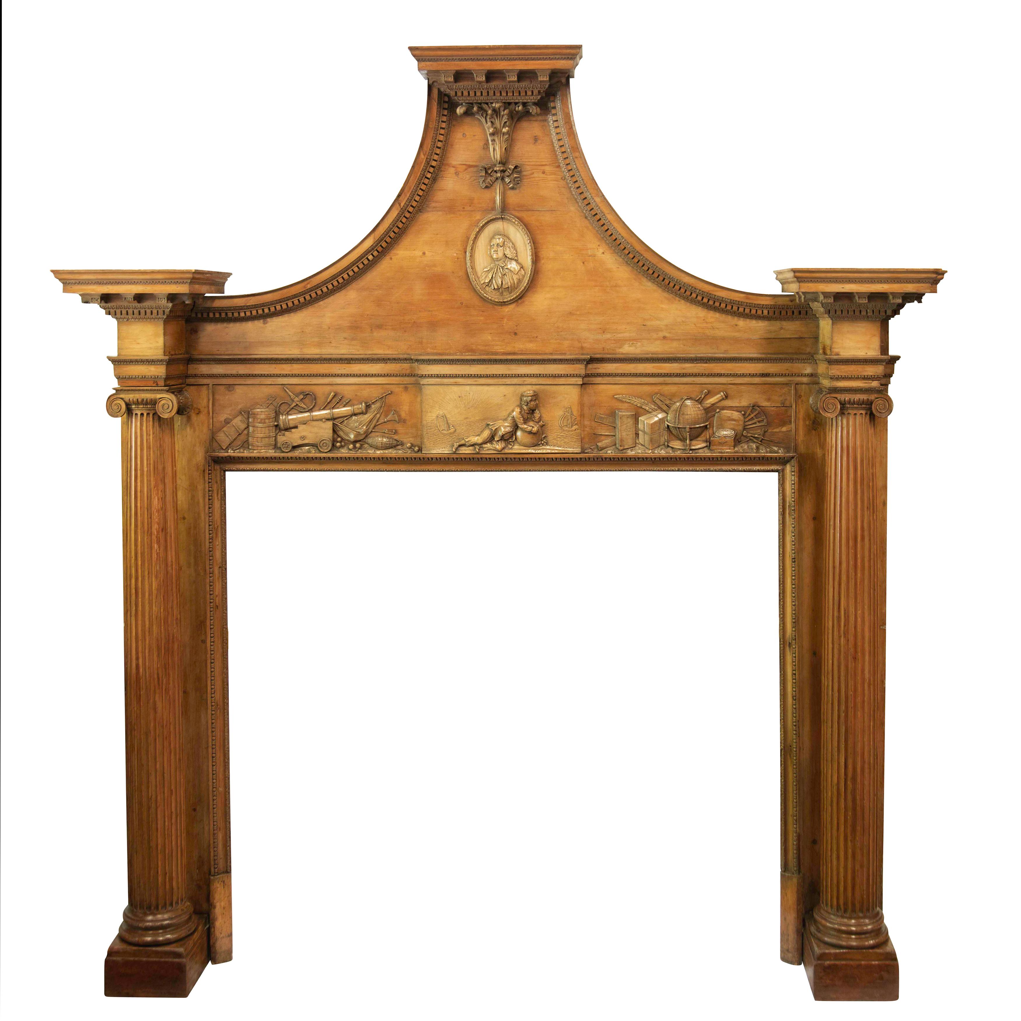 A George III carved pine chimneypiece from The Marine Society by Tousey, 1775 For Sale 8