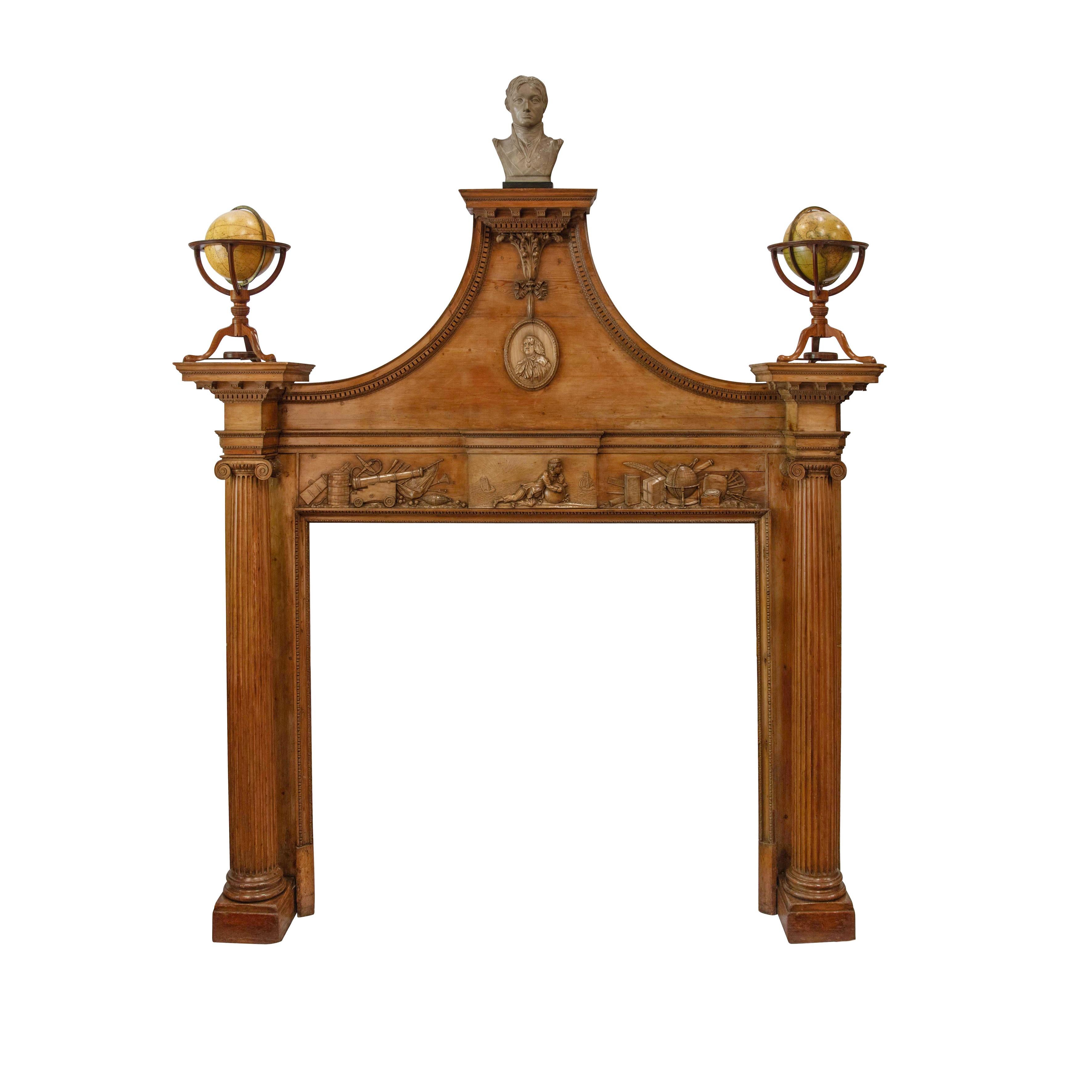 English A George III carved pine chimneypiece from The Marine Society by Tousey, 1775 For Sale