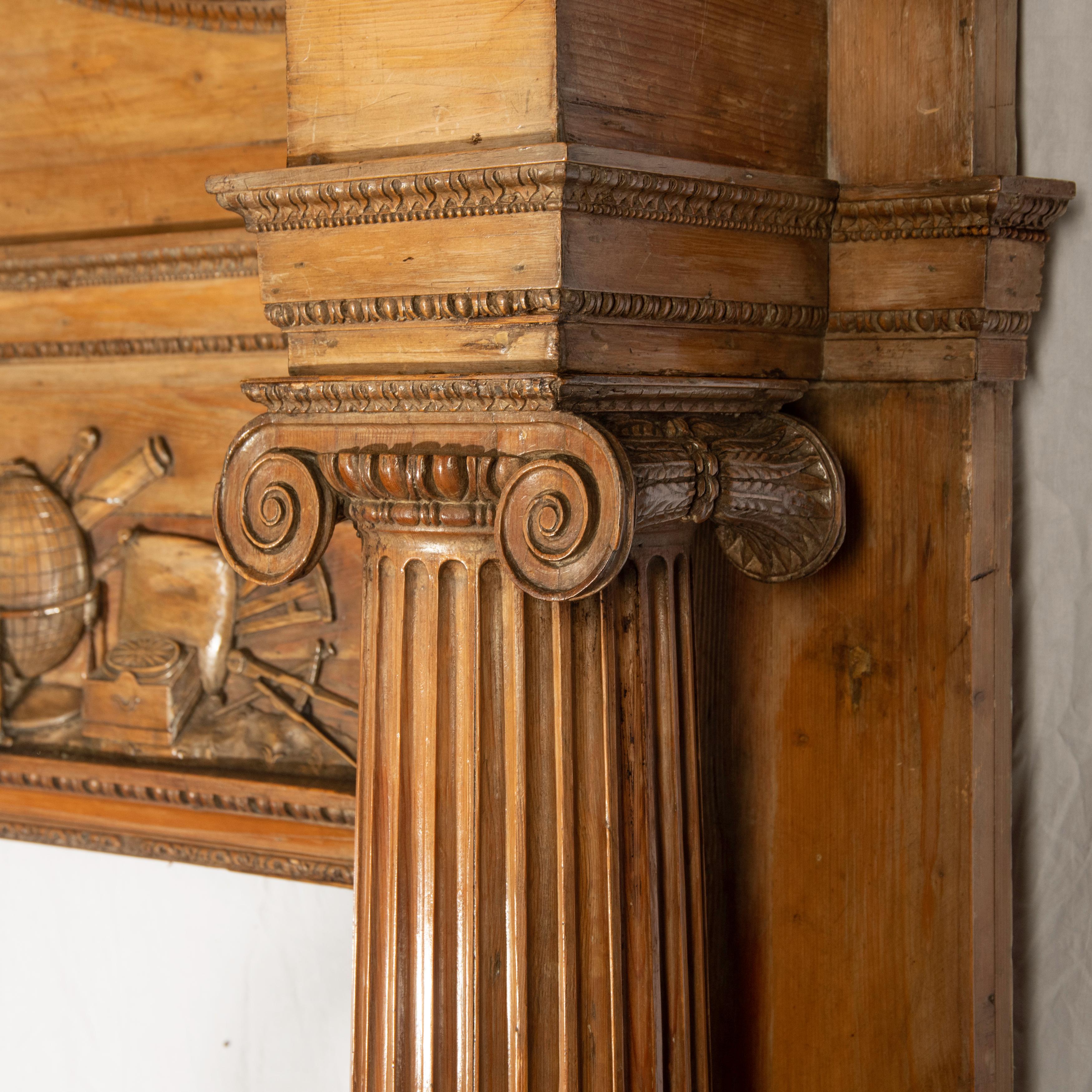 Late 18th Century A George III carved pine chimneypiece from The Marine Society by Tousey, 1775 For Sale
