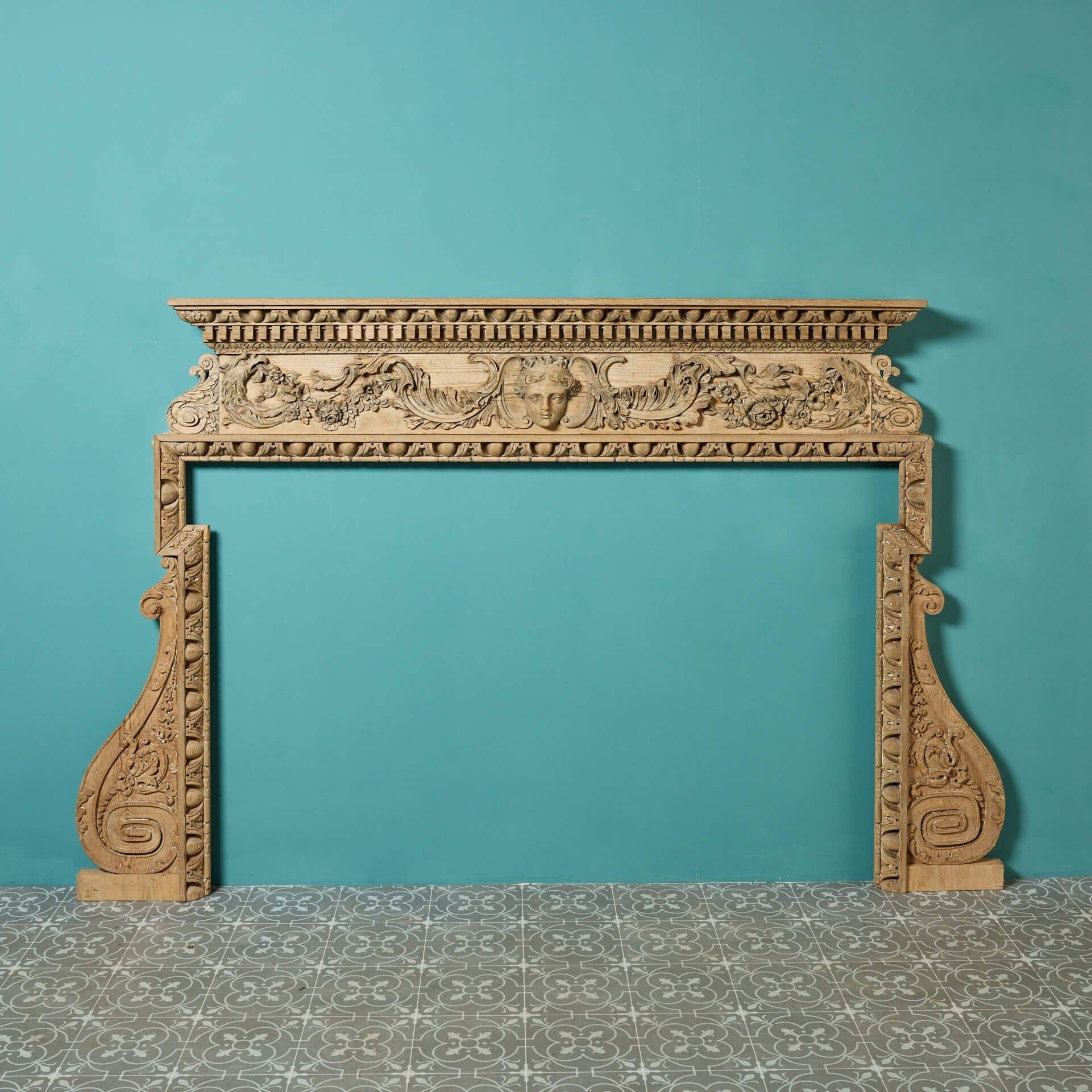 A George III Carved Pine Chimneypiece Mantel For Sale