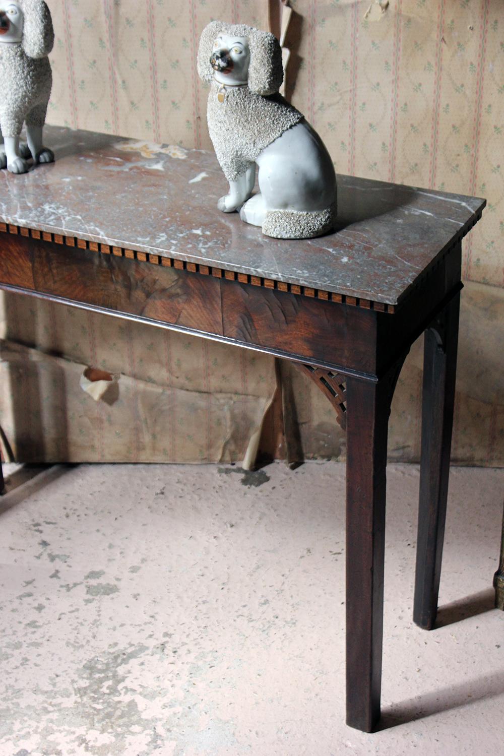 George III Chippendale Design Mahogany and Marble Side Table, circa 1780 In Good Condition In Bedford, Bedfordshire