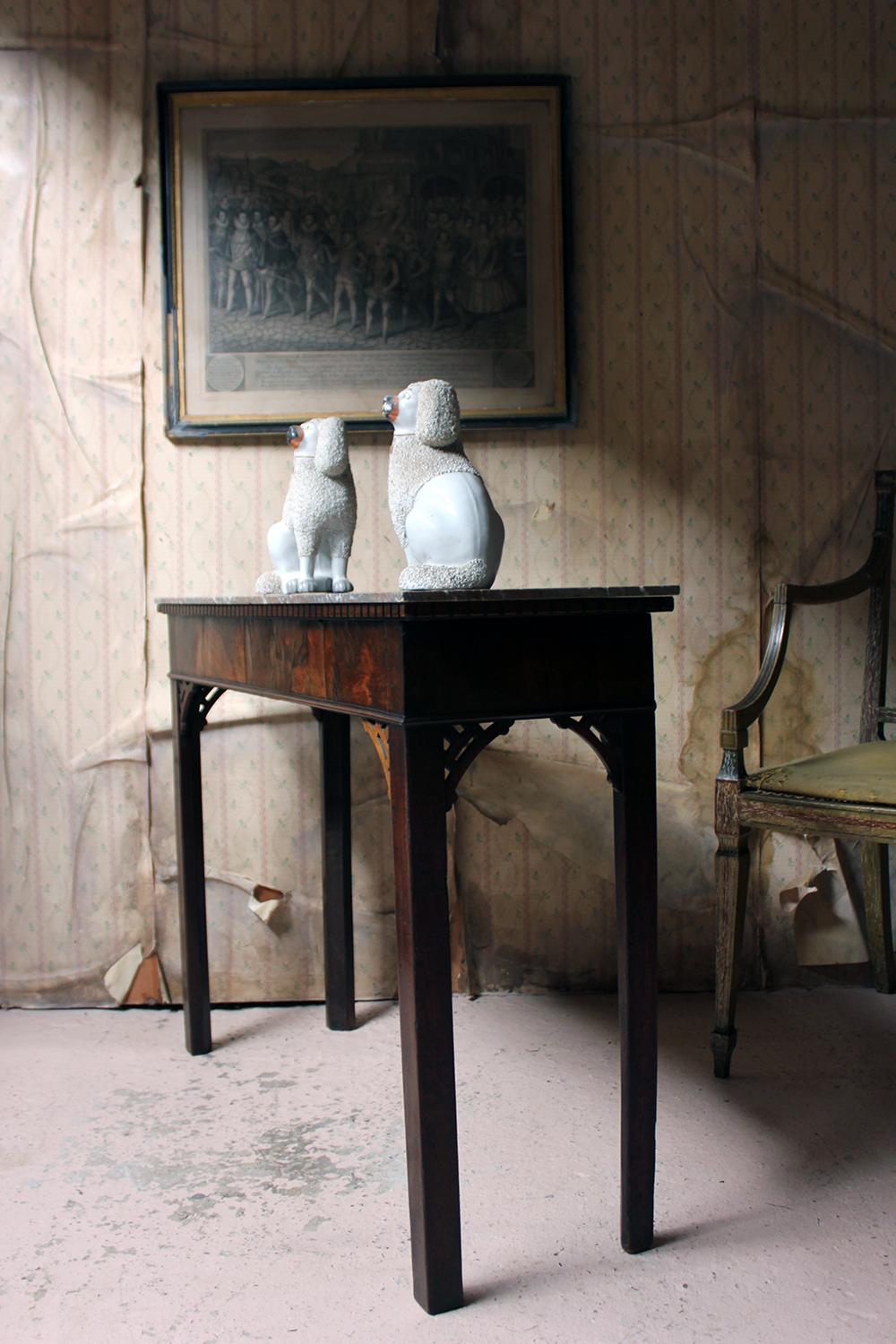 George III Chippendale Design Mahogany and Marble Side Table, circa 1780 1