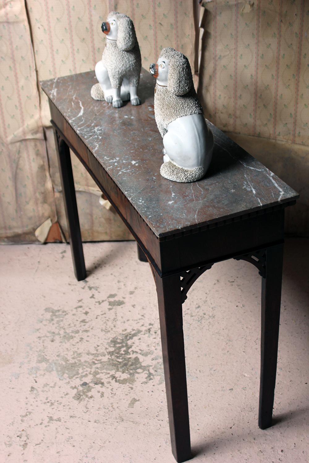 George III Chippendale Design Mahogany and Marble Side Table, circa 1780 2