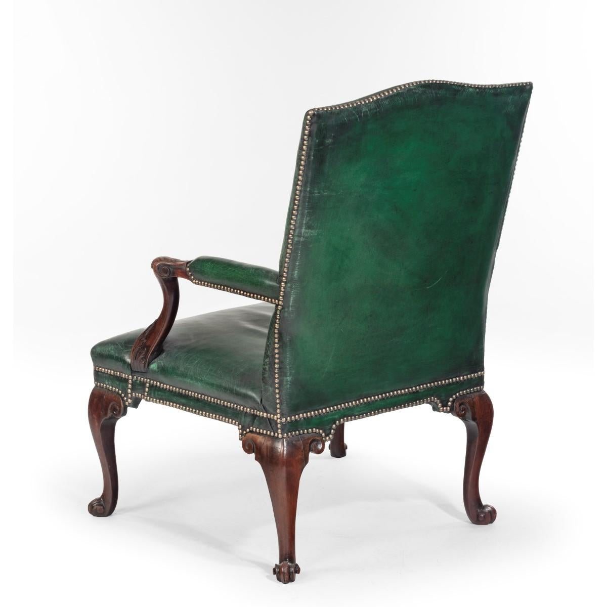 George III Chippendale Period Mahogany Wing Armchair 2