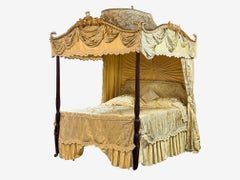 George III Style Mahogany, Gilt-Wood, Silk, Canopy Bed, England