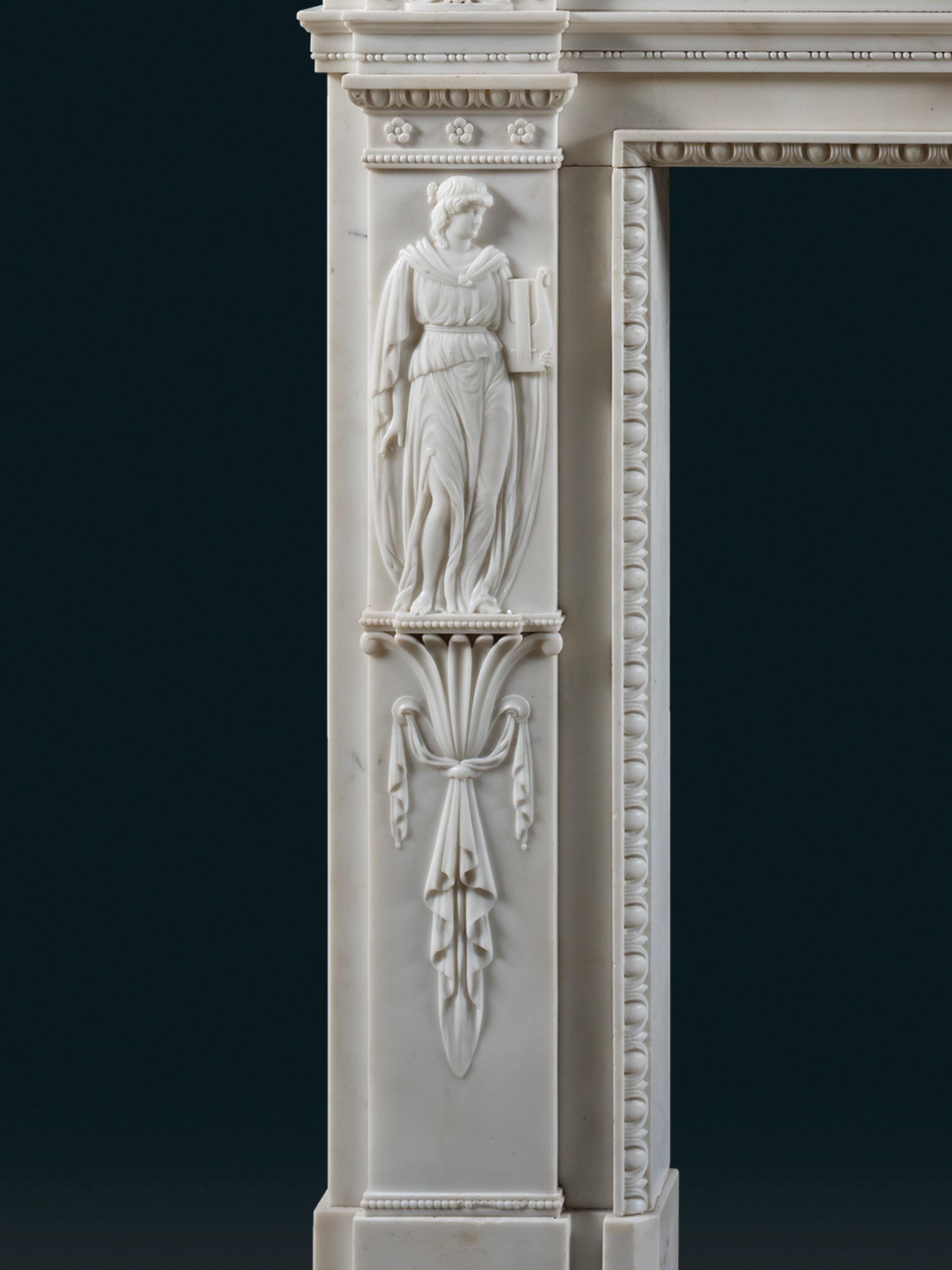 Carved A George III Greek Revival Chimneypiece in the Manner of Architect James Stuart For Sale