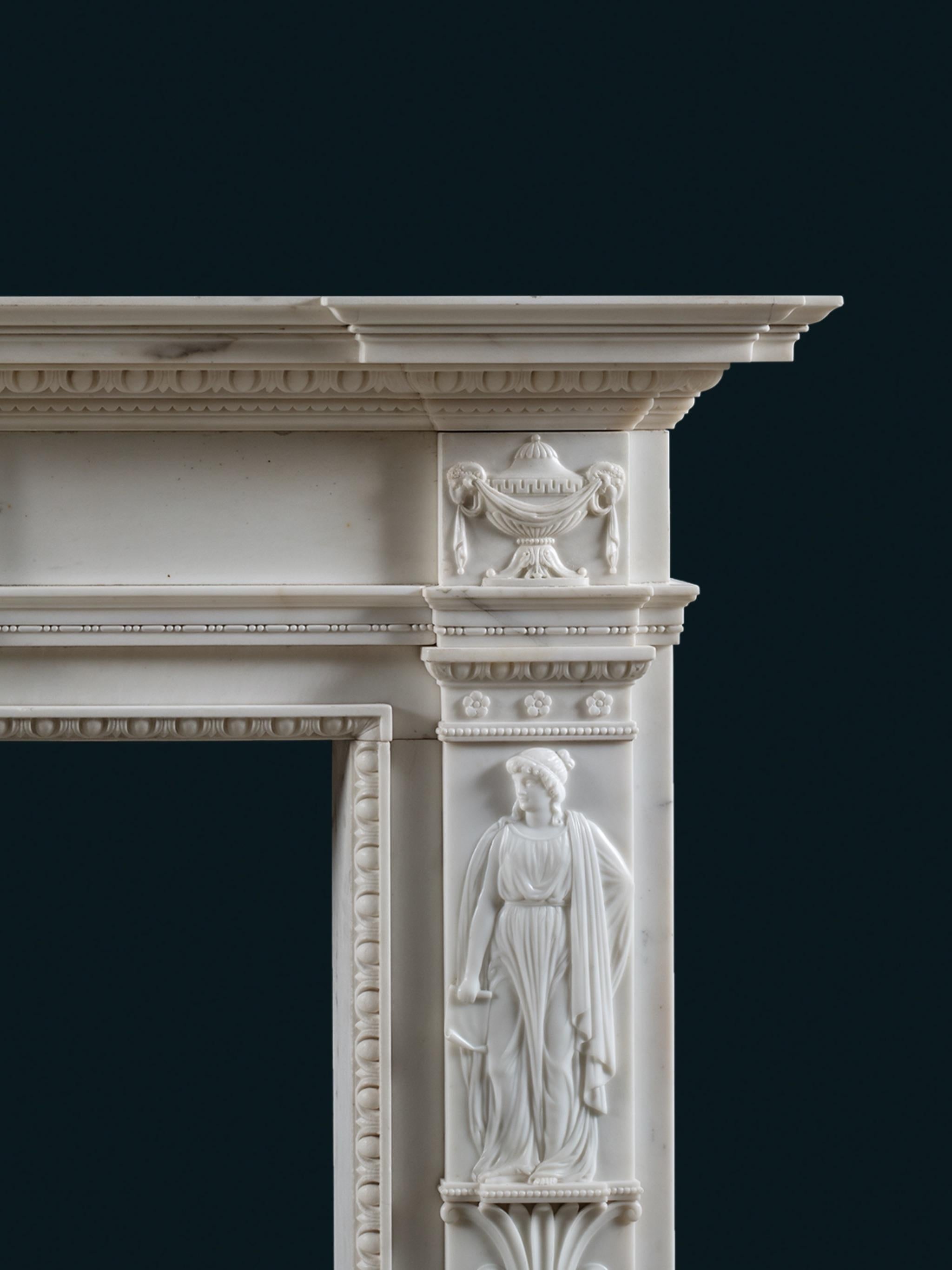 Marble A George III Greek Revival Chimneypiece in the Manner of Architect James Stuart For Sale