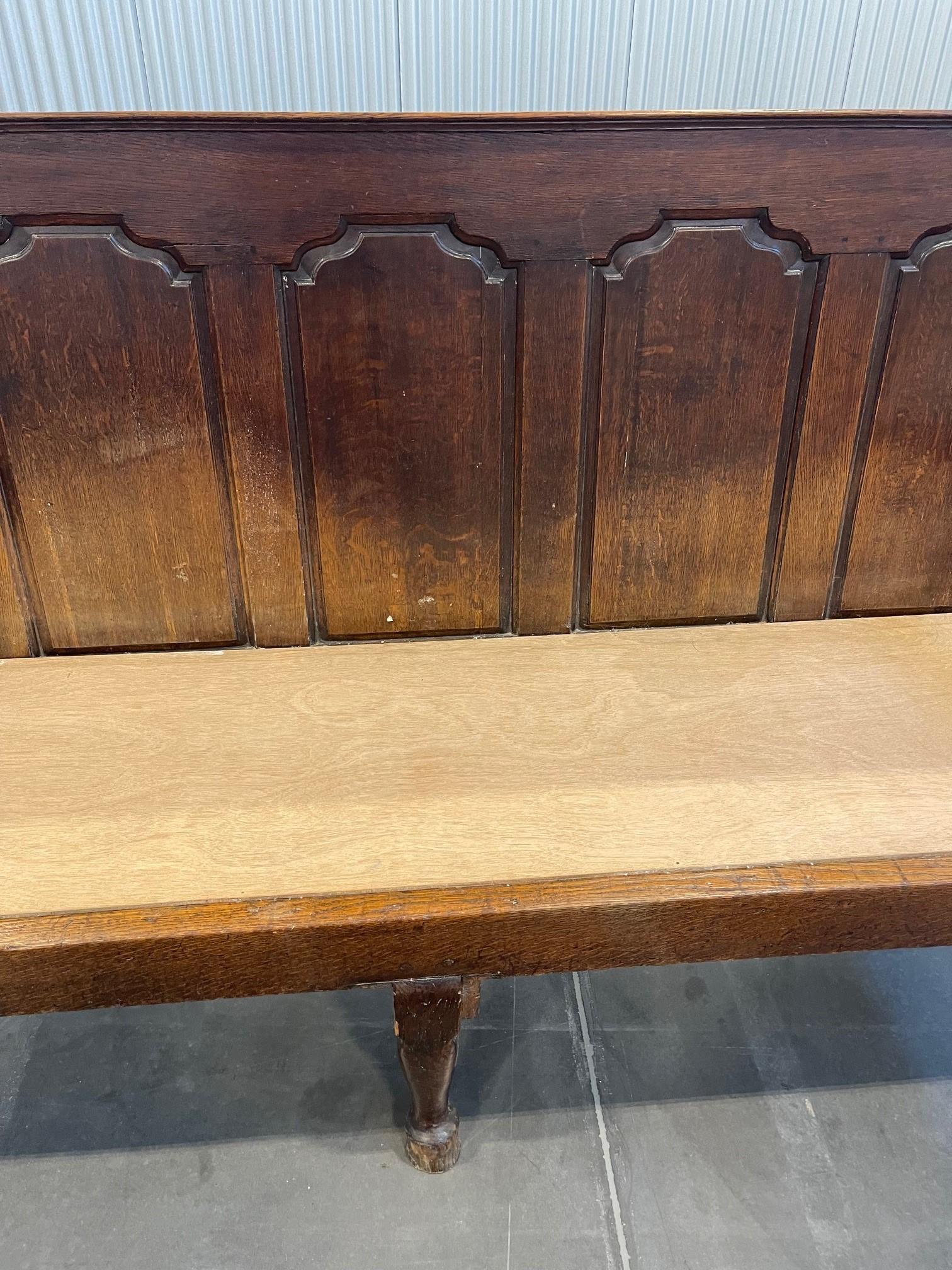 A George III Lancastrian Oak Panel Back Settle For Sale 5