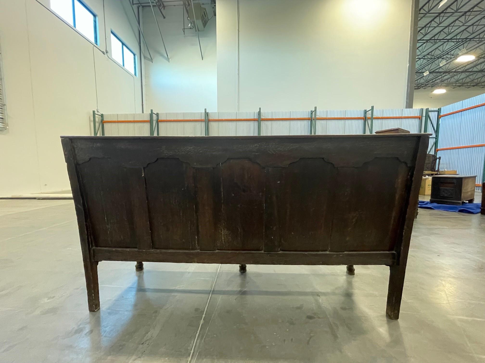 A George III Lancastrian Oak Panel Back Settle For Sale 11