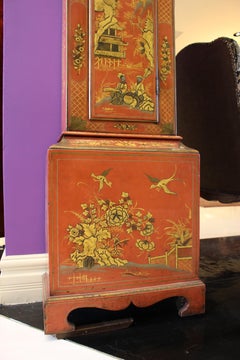 Reloj Thomas Moore de caja larga con escarlata escarlata posterior a Jorge III