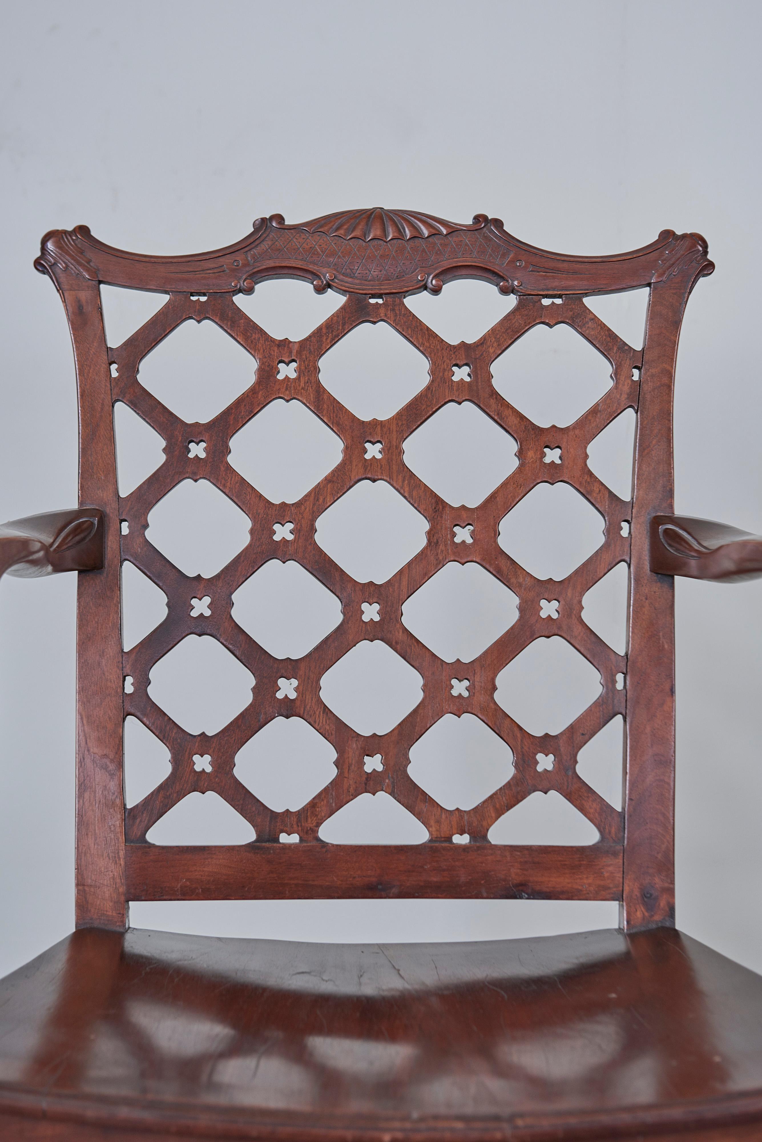 English George III Mahogany Hall Armchair in the Manner of Robert Manwaring For Sale