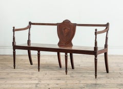 A George III Mahogany Hall Bench, with Central Shield
