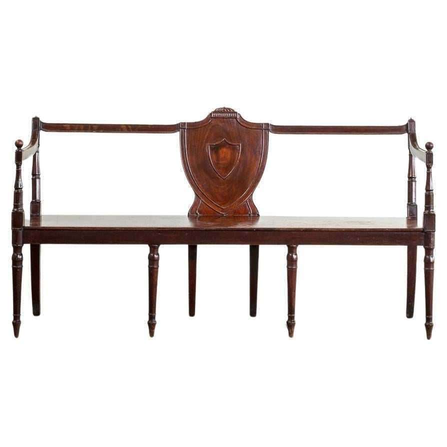 A George III Mahogany Hall Bench, with Central Shield