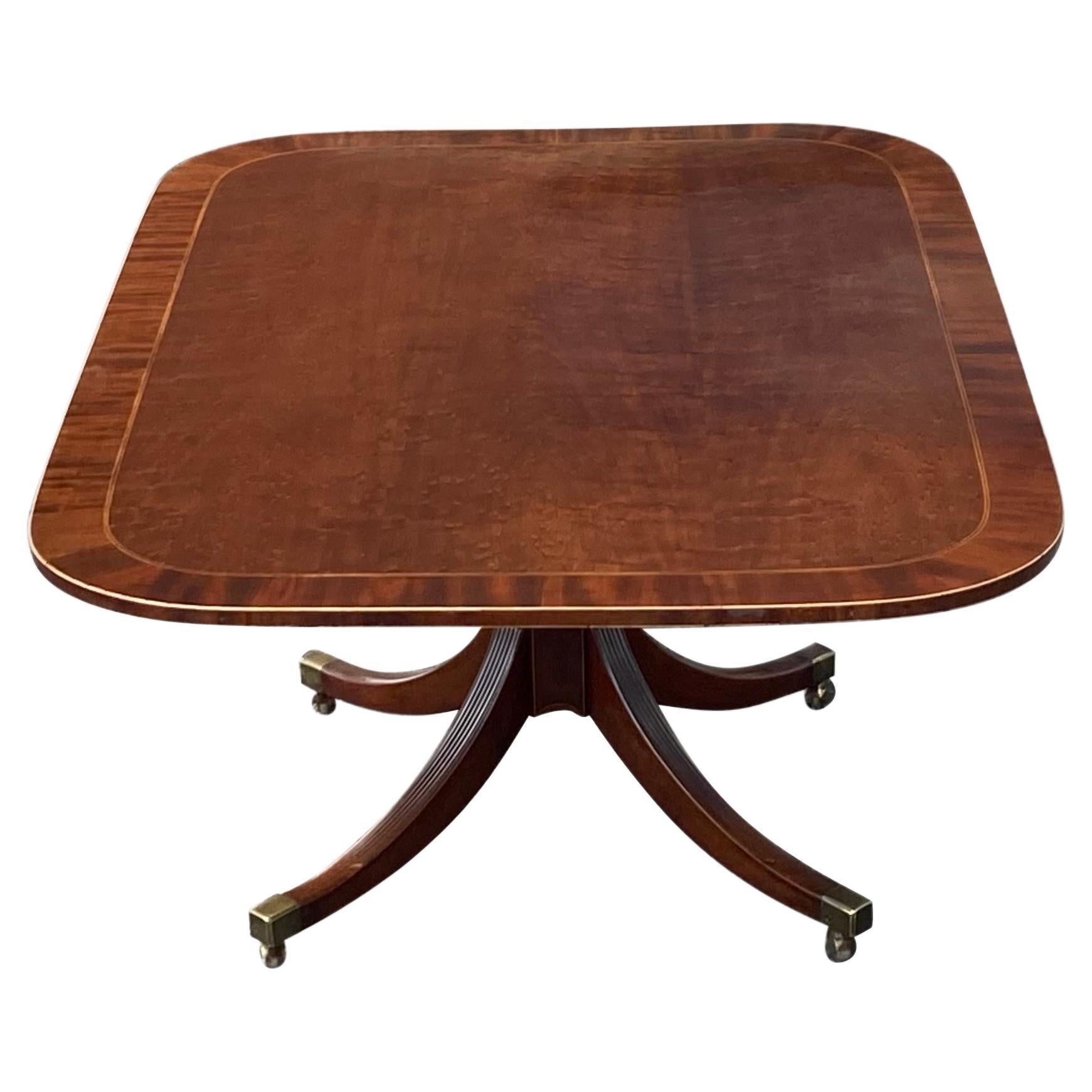 George III Mahogany & Inlaid Sheraton Period Tilt Top Dining Table