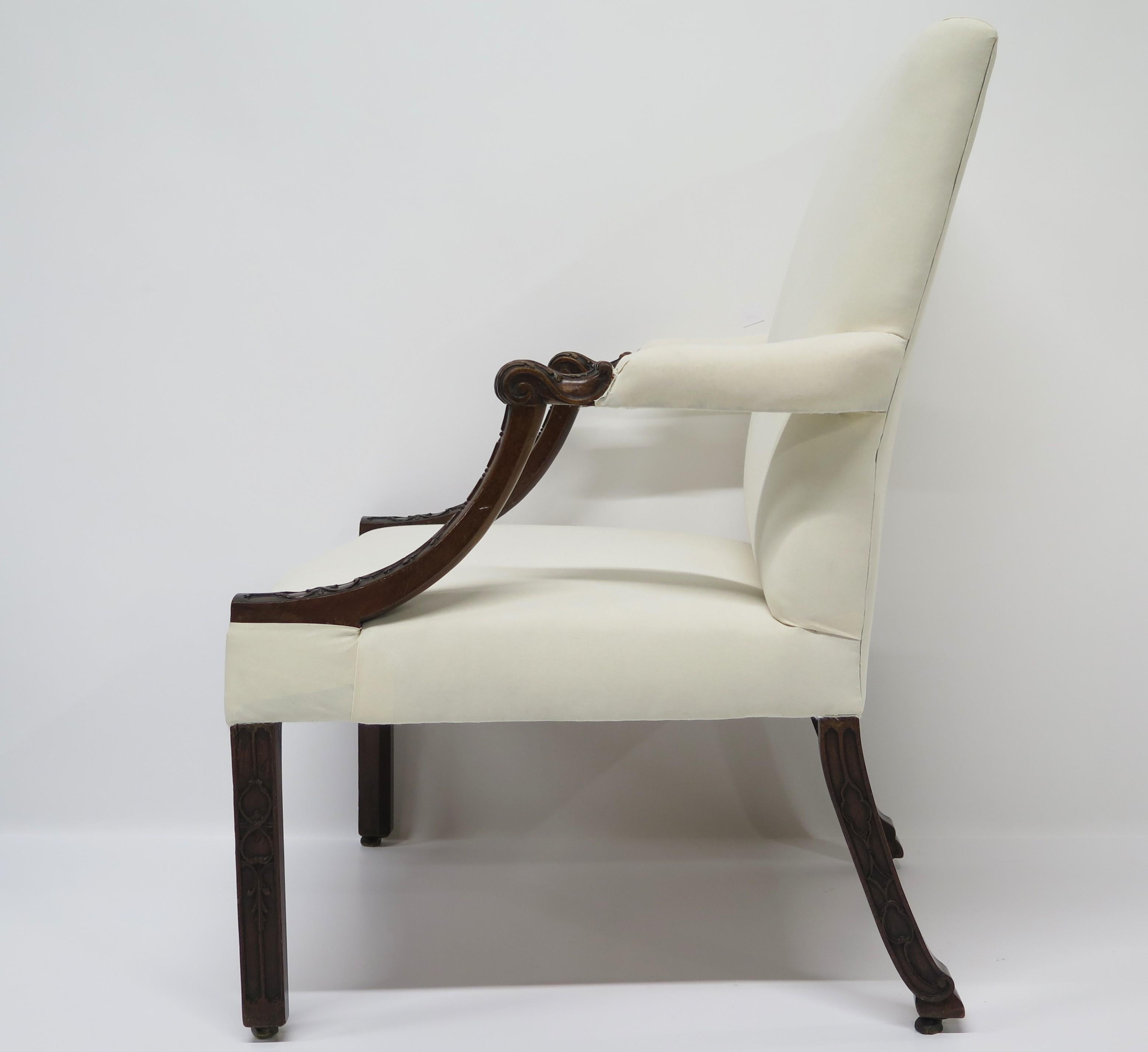 Hand-Carved George III Mahogany Library Chair For Sale