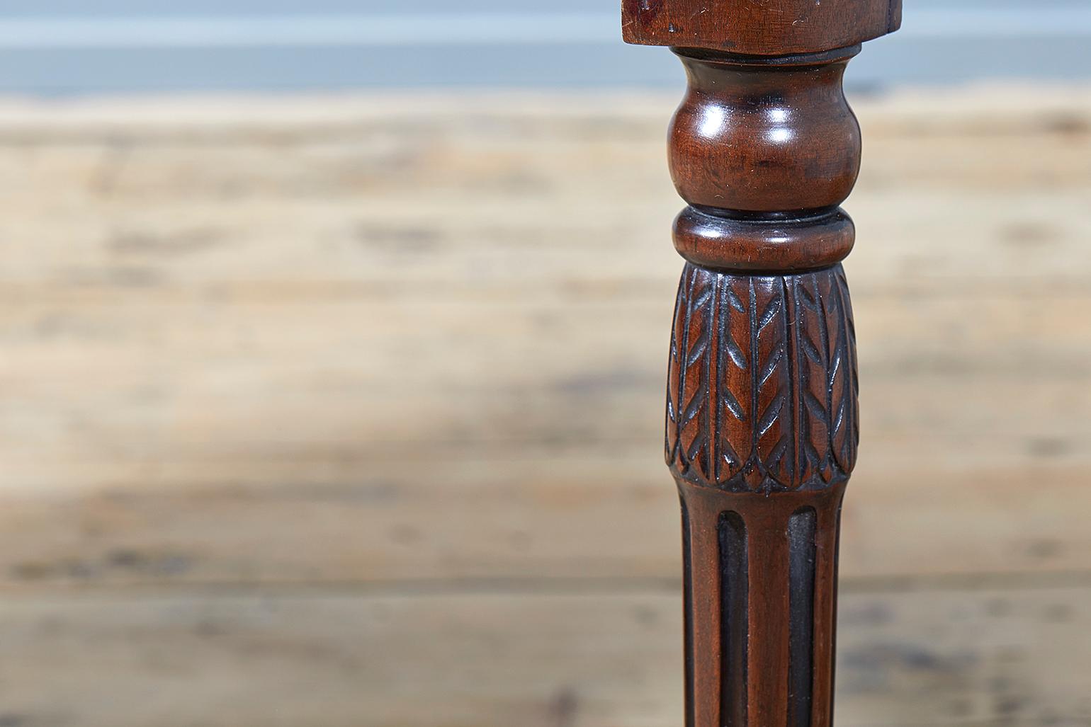 George III Mahogany Serpentine Stool, circa 1780-1790 carved turned fluted legs For Sale 1