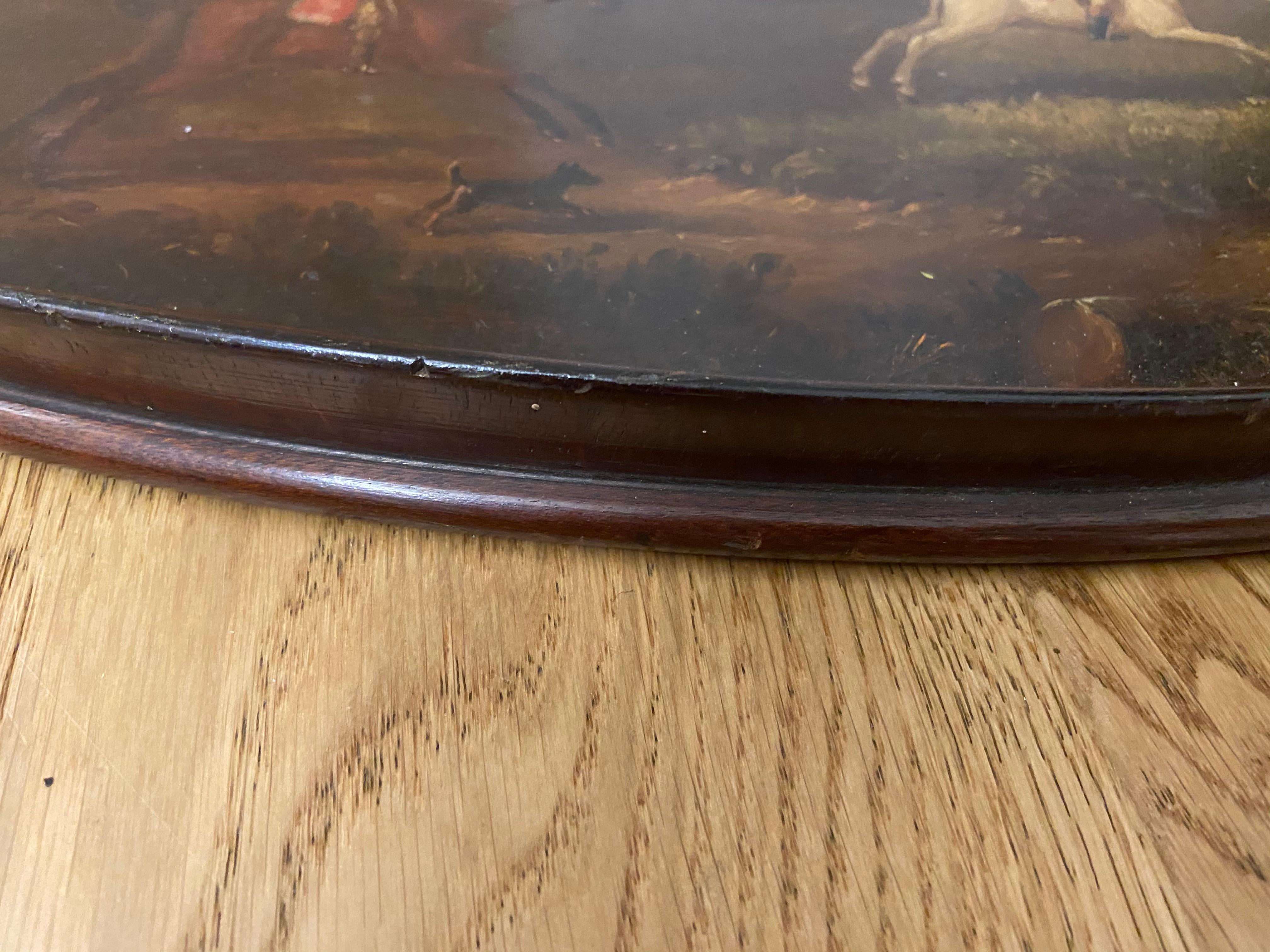 George III Mahogany Tray Painted with a Hunting Scene by John Nost Sartorius 1