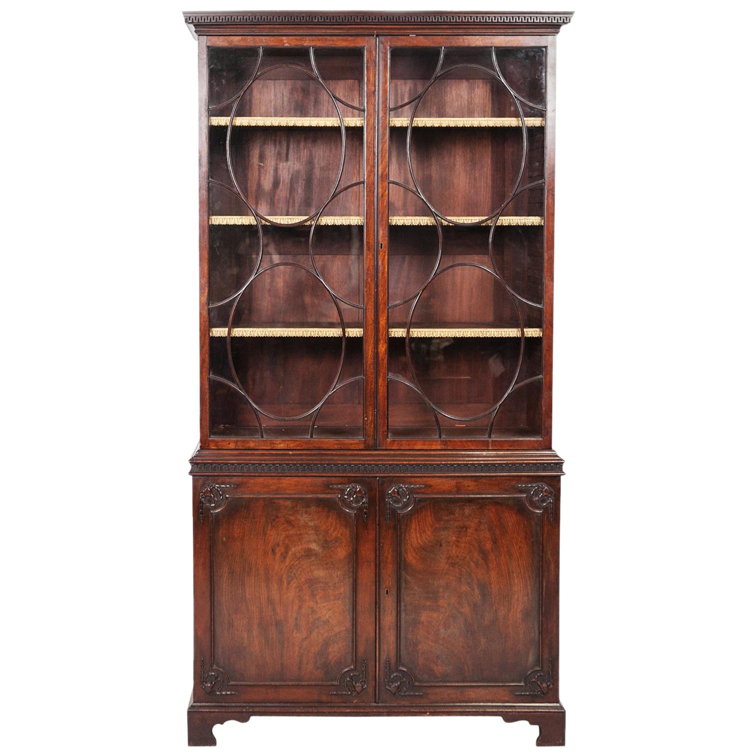 George III Mahogany Two-Door Bookcase For Sale